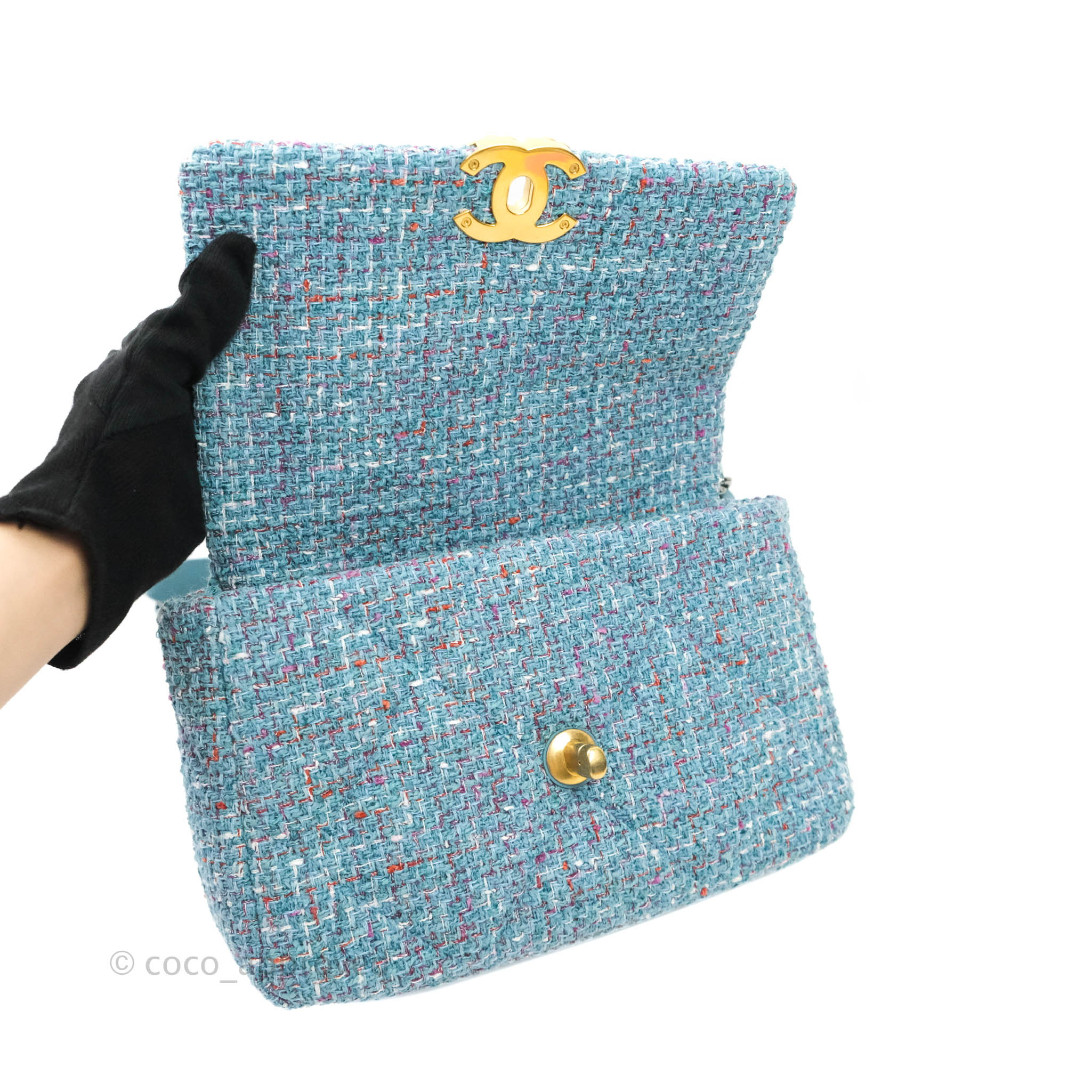 Chanel 19 Small Flap Bag in Blue Tweed with Mixed Hardware - Luxury Designer Handbag for Women, Perfect for Parties, Date Nights & Special Occasions