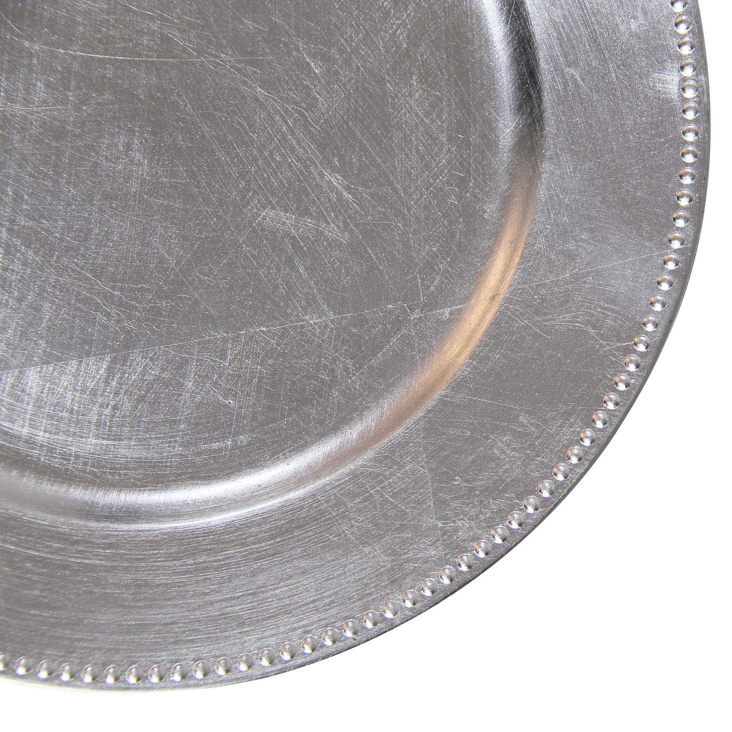 Silver Plastic Beaded Charger Plates - 12 Pack 13 Inch Round Metallic Wedding Dinner Plates for Party Decorations & Formal Events - Elegant Table Setting for Weddings, Anniversaries, Banquets