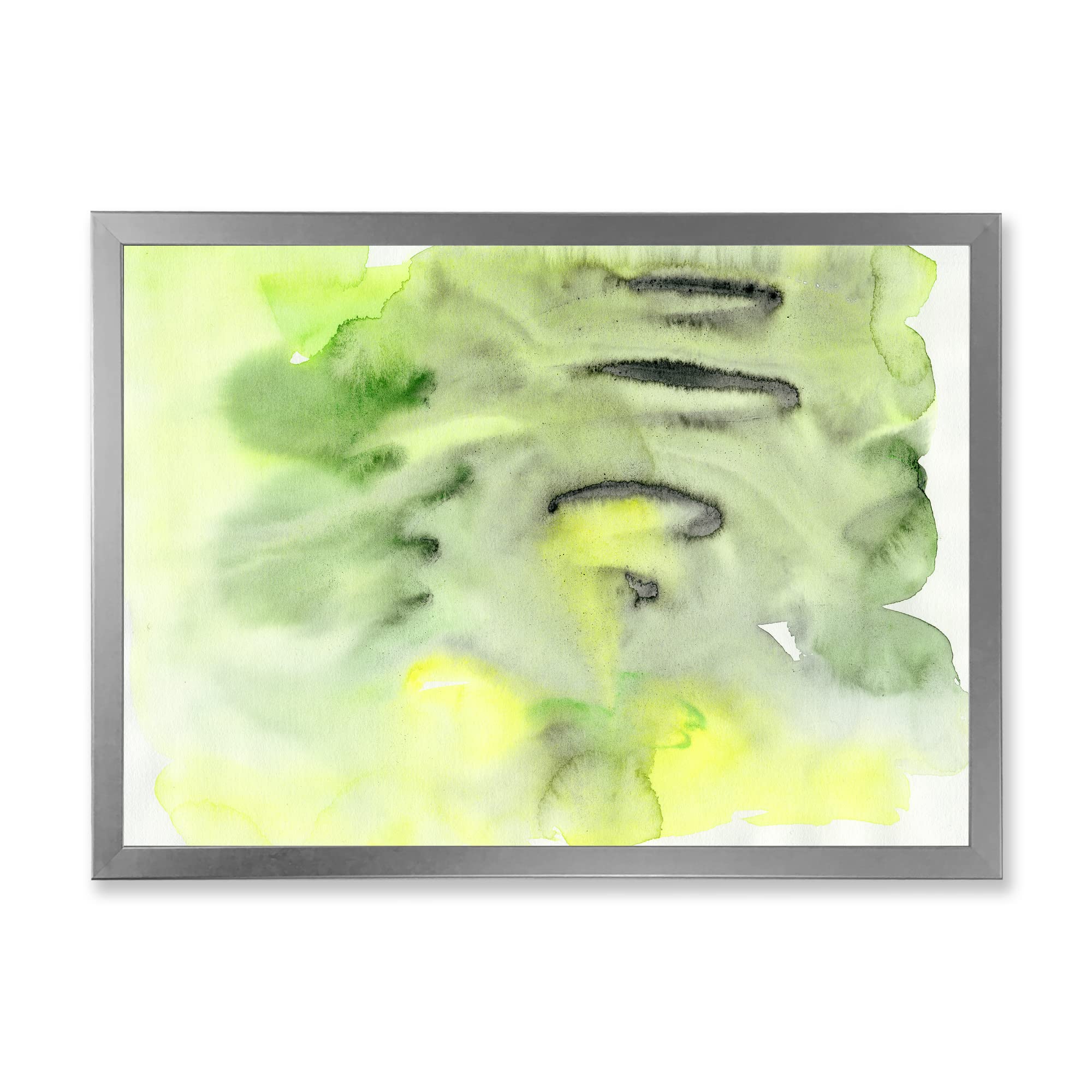 Abstract Pond Green Yellow Modern Framed Wall Art - Contemporary Home Decor for Living Room, Bedroom & Office