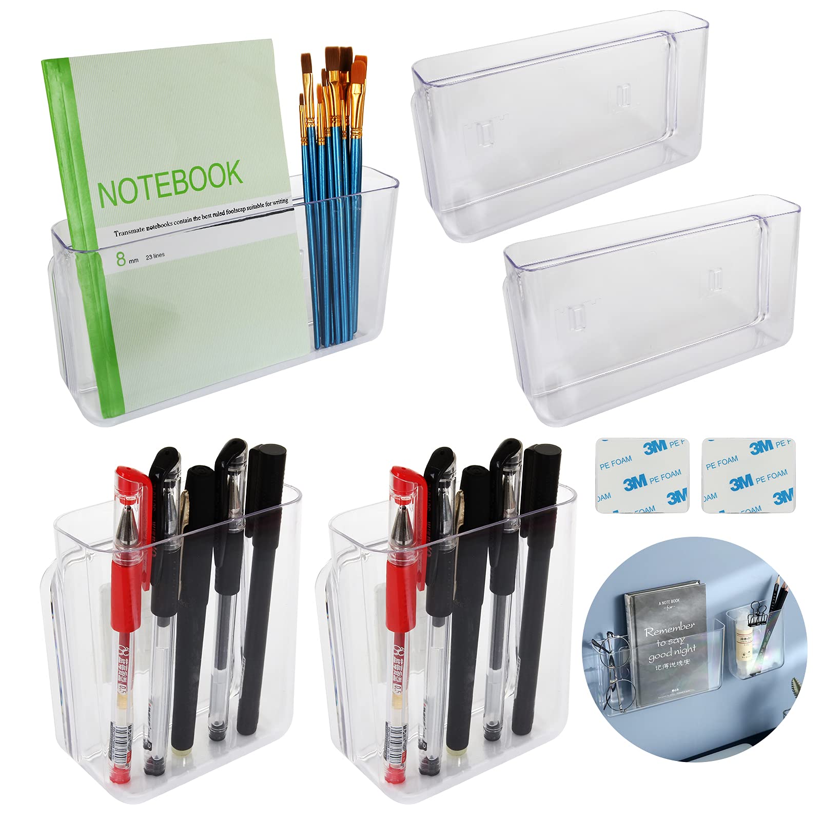 5 Pack Clear Acrylic Wall Mount File Holders - 2 Sizes Single Pocket Wall Organizers for Documents, Magazines & Papers - Plastic Hanging Pockets for Office, Home, Bedroom & Bathroom - Perfect for Wall Organization, Mail Sorting & Space Saving Storage