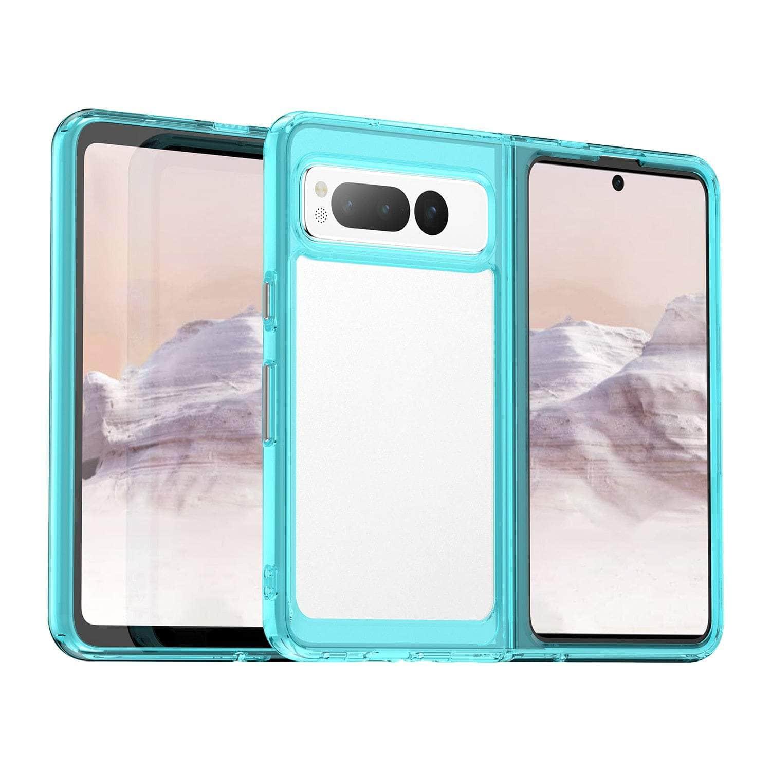 Durable Clear Google Pixel Fold 1 Case with Colorful Design - Shockproof Protection for Everyday Use & Travel