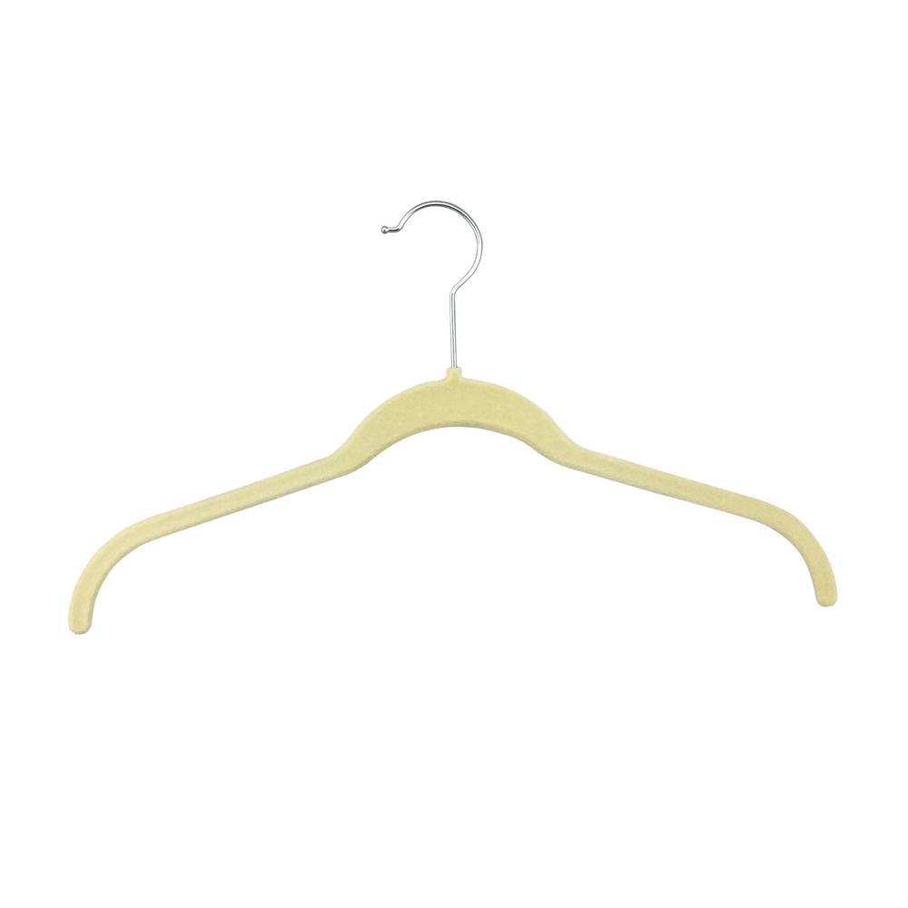 Premium Flocked Coat Hangers Set of 3 - Soft Velvet Non-Slip Cream Hangers for Closet Organization | Perfect for Dresses, Suits & Delicate Garments
