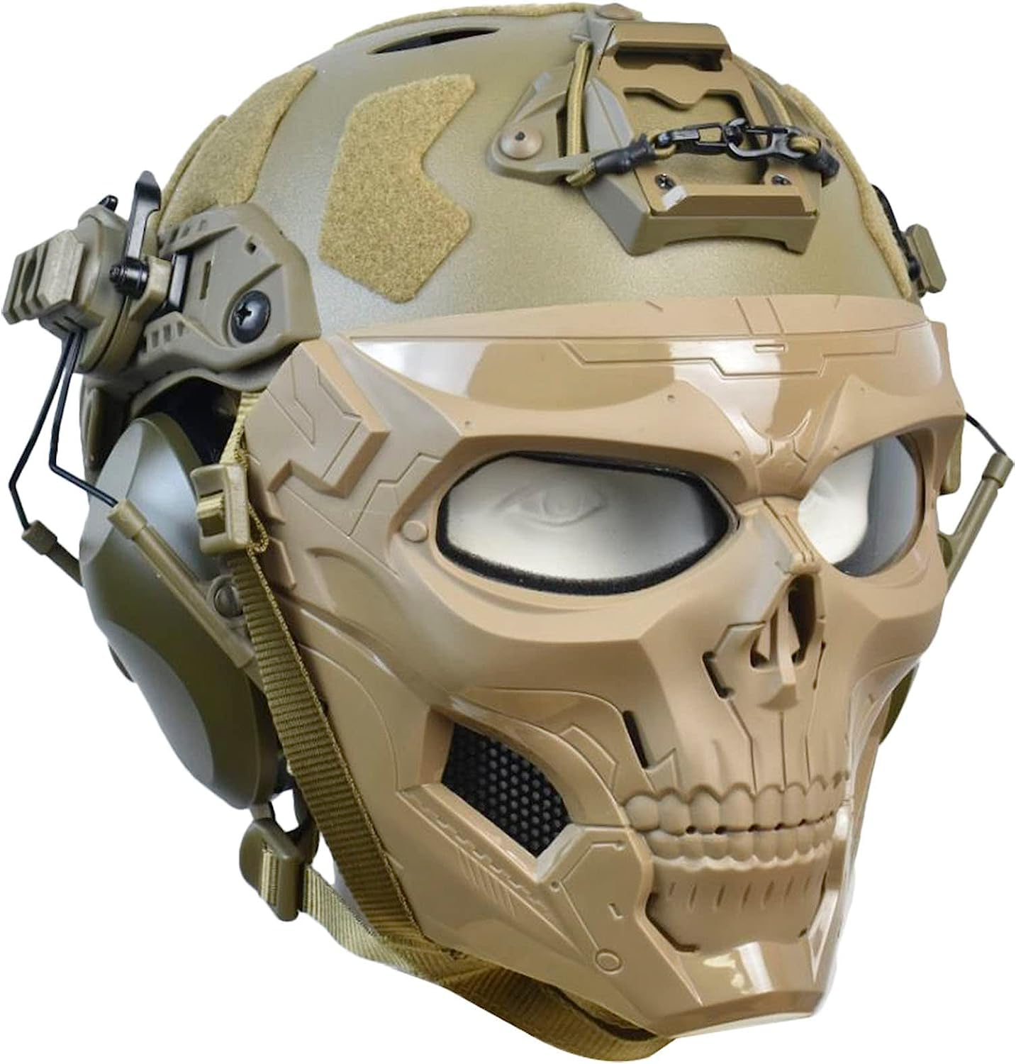 Tactical Helmet & Full Face Airsoft Mask with Noise Cancelling Headset - Military Paintball Gear for Hearing Protection & Safety - Perfect for Airsoft, Paintball, and Tactical Training Scenarios
