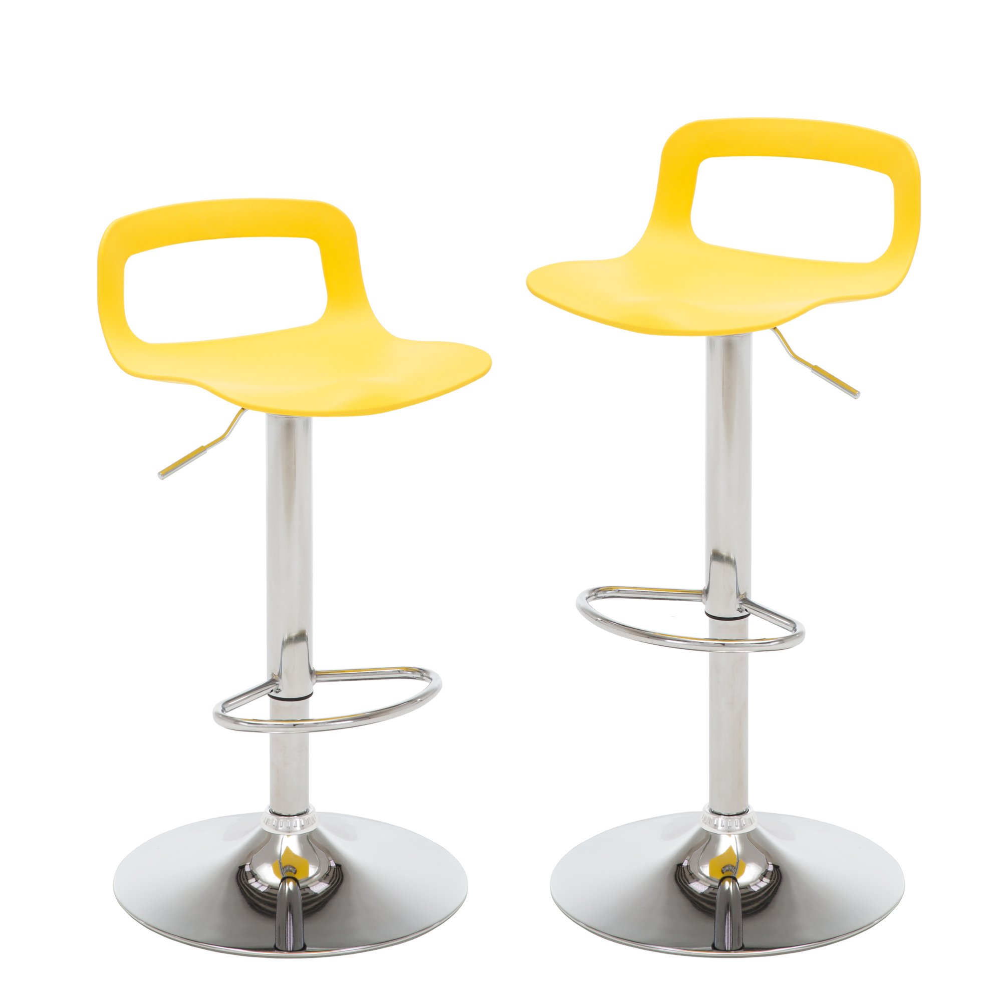 NOBPEINT Modern Chrome Adjustable Swivel Bar Stool with Air Lift - Set of 2, Yellow - Perfect for Kitchen Islands, Home Bars & Contemporary Dining Areas