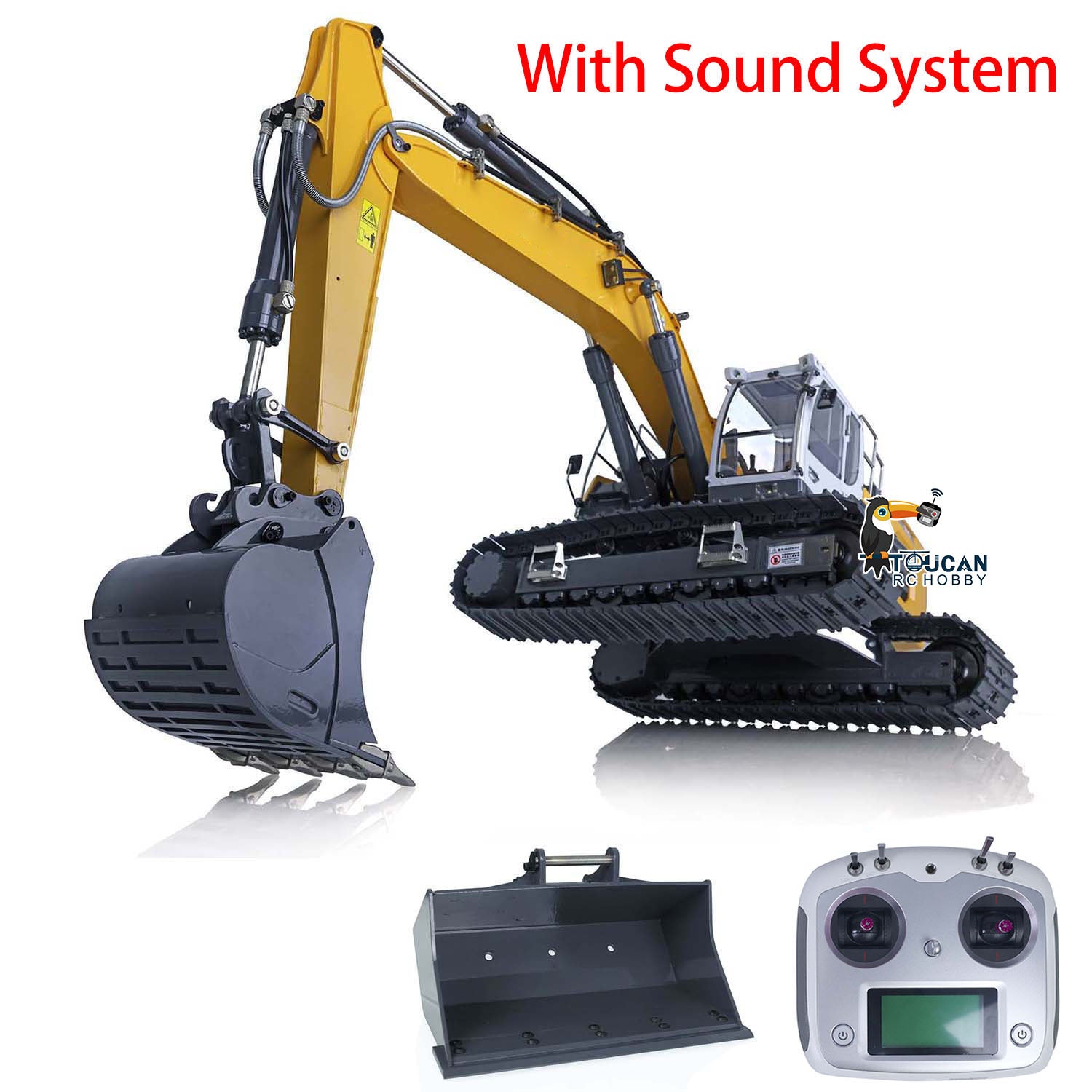 1/14 XDRC Metal Hydraulic RC Excavator 945 - Remote Control Construction Toy with Sound & Light System, Pre-Assembled & Painted - Perfect for Hobbyists, Collectors & Kids Outdoor Play