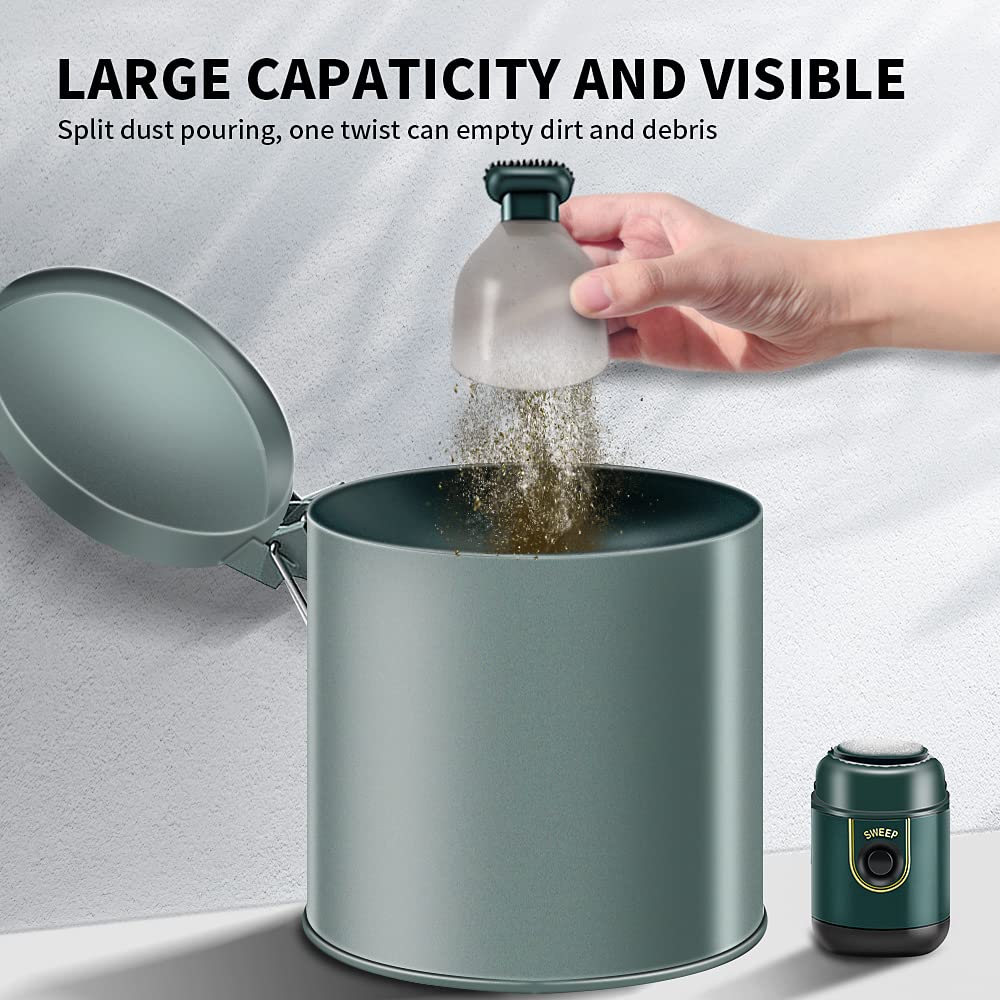 Rechargeable Cordless Mini Hand Vacuum Cleaner - 2200Pa Powerful Suction, Portable Capsule Design for Dust, Pet Hair & Debris | Perfect for Office, Home, Car, Keyboard & Piano Cleaning (Green)