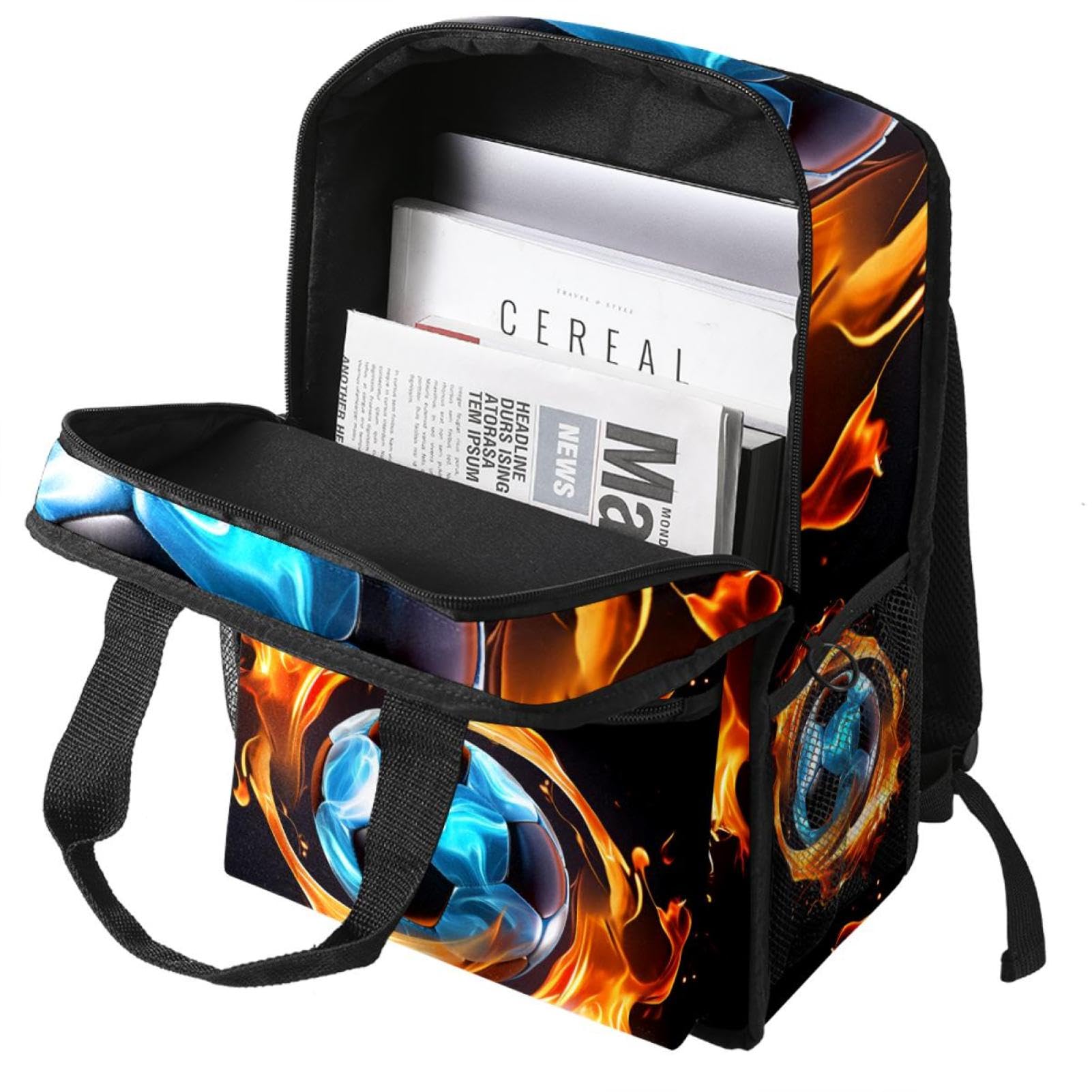 Best Travel Backpack for Men & Women - Lightweight Durable Hiking Backpack with Flaming Football Design - Perfect for Outdoor Adventures, Gym, Work & School