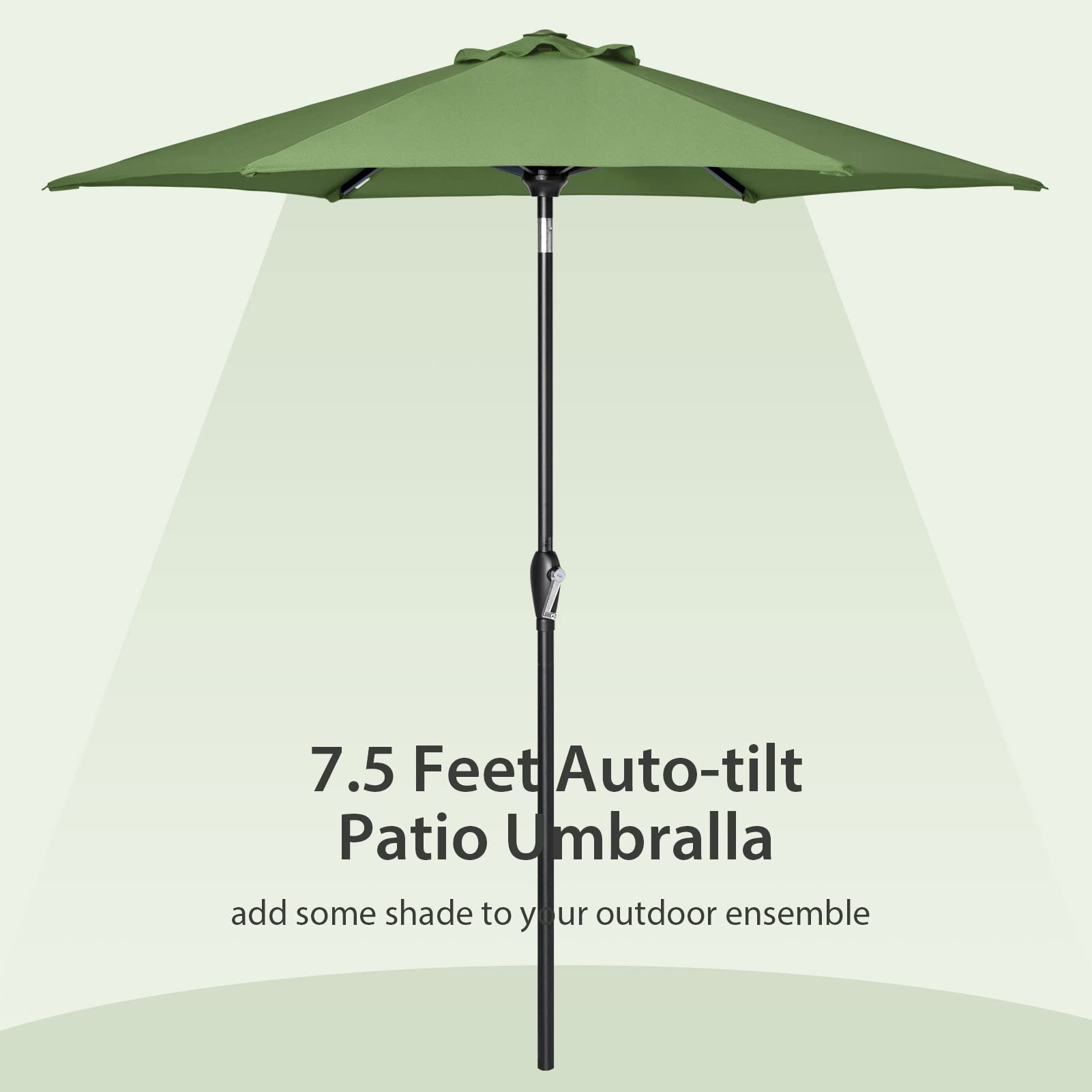 Tempera Patio Market Outdoor Table Umbrella with Auto Tilt & Crank - Large Sun Shade with Sturdy Pole & Fade-Resistant Canopy - Easy Setup for Poolside, Garden, and Outdoor Dining