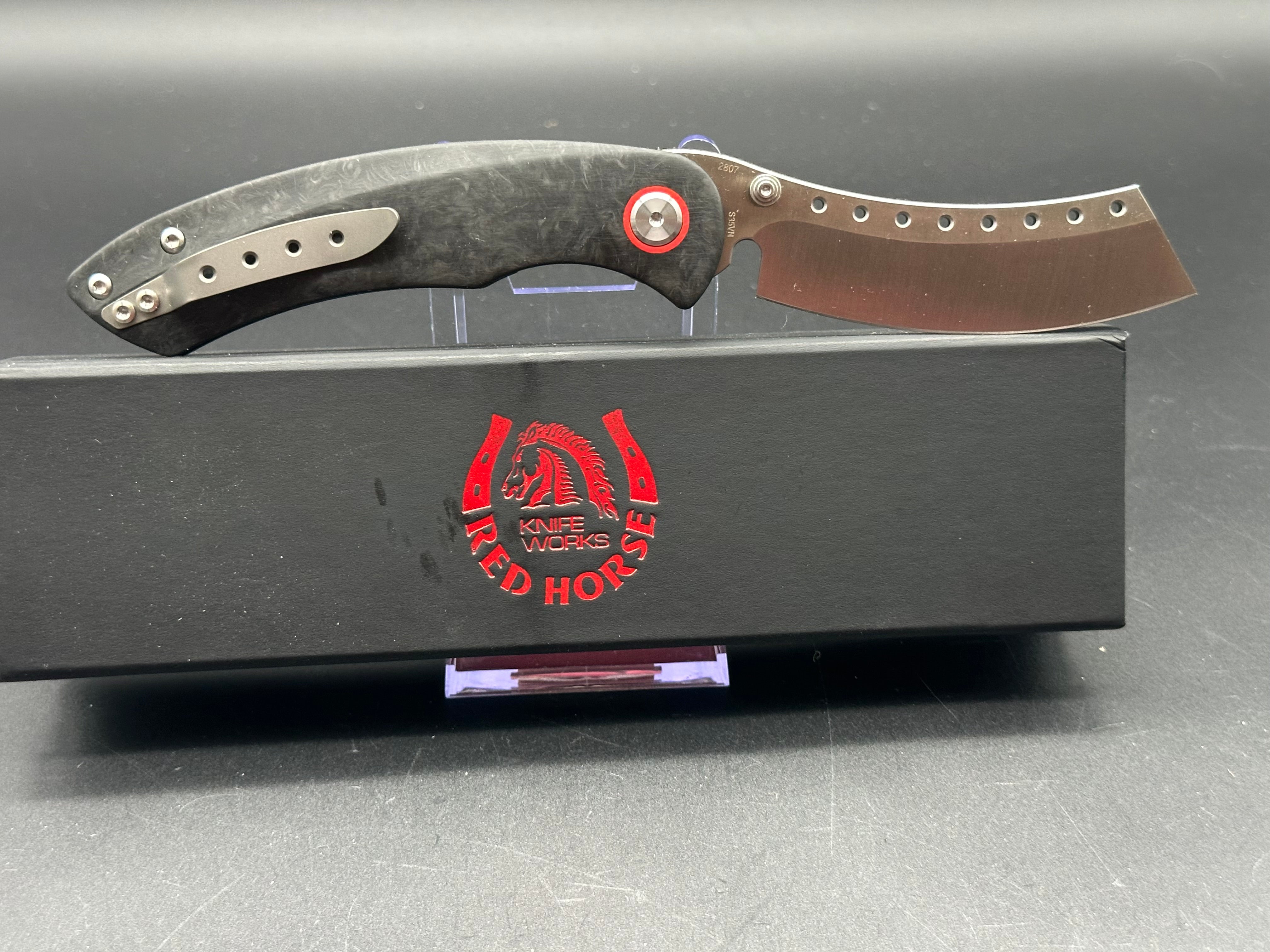 Premium Red Horse Knife Works Hell Razor P Liner Lock Folding Knife - 3.6