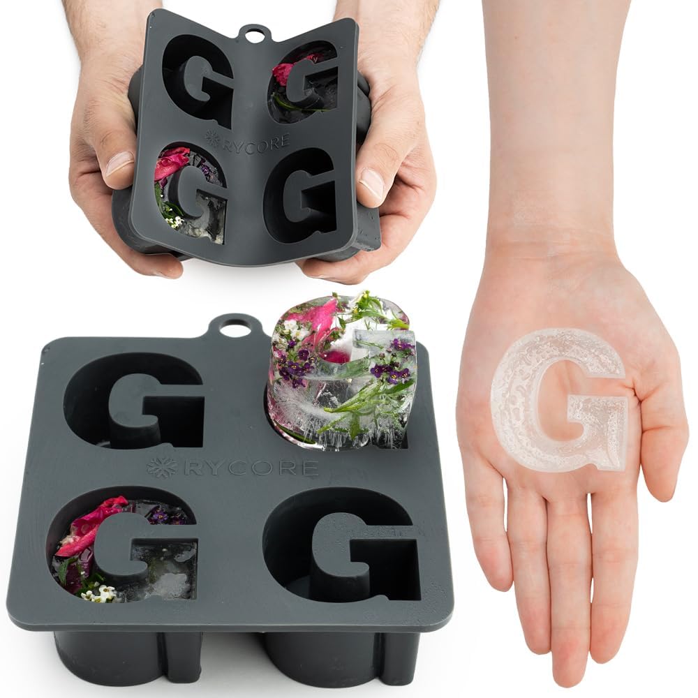 Custom Letter G Silicone Molds for Baking - Large 2oz Ice Cube Molds for Cocktails & Whiskey - 2