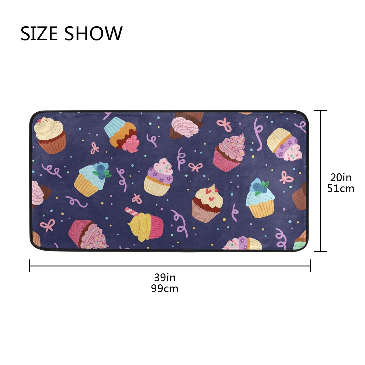 Susiyo Anti-Fatigue Kitchen Mat - Non-Slip Cupcake Design Floor Rug, Oil & Stain Resistant, Easy Clean for Indoor/Outdoor Use - Perfect for Kitchens, Bathrooms & Entryways