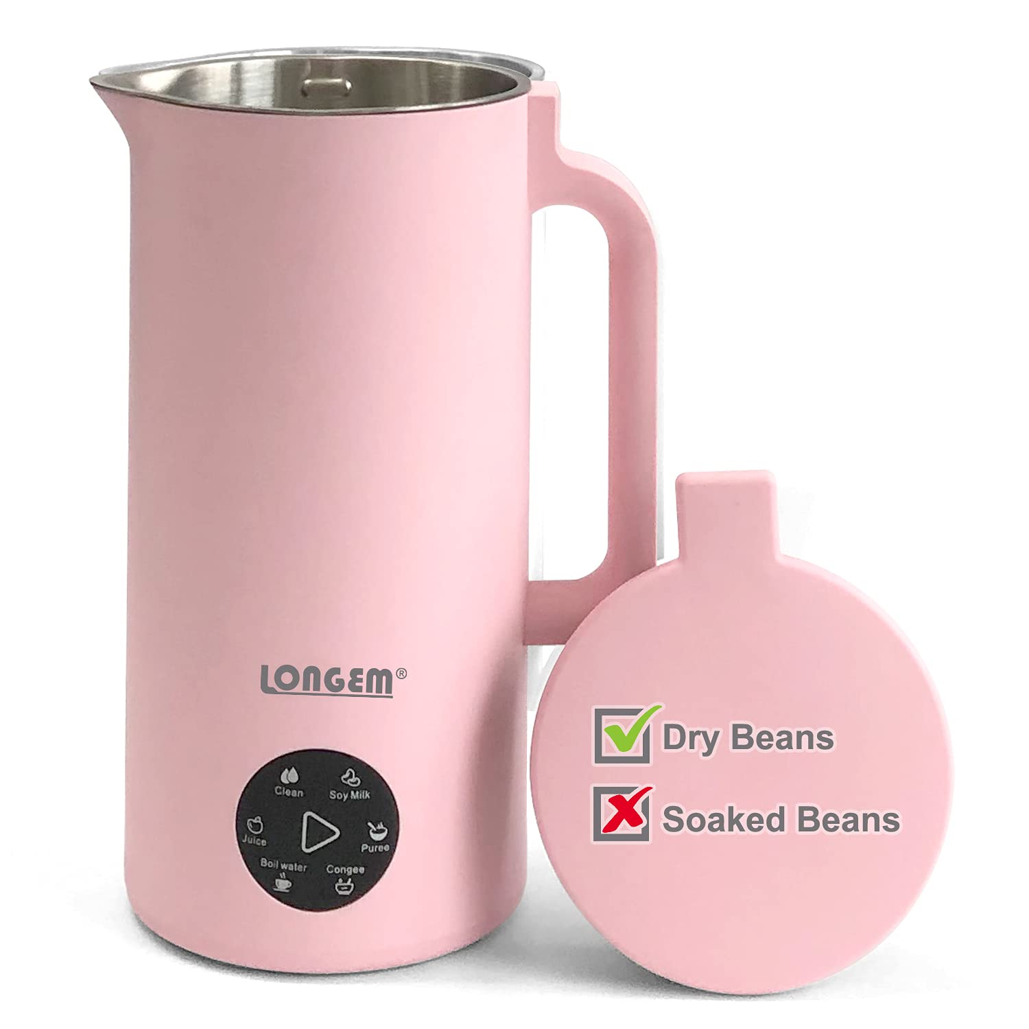110V Automatic Heating Mini Soymilk Maker - 350ML No Filter Vegan Milk Machine (Pink) for Home, Office & Healthy Breakfast - Perfect for Soy Milk, Almond Milk & Plant-Based Drinks