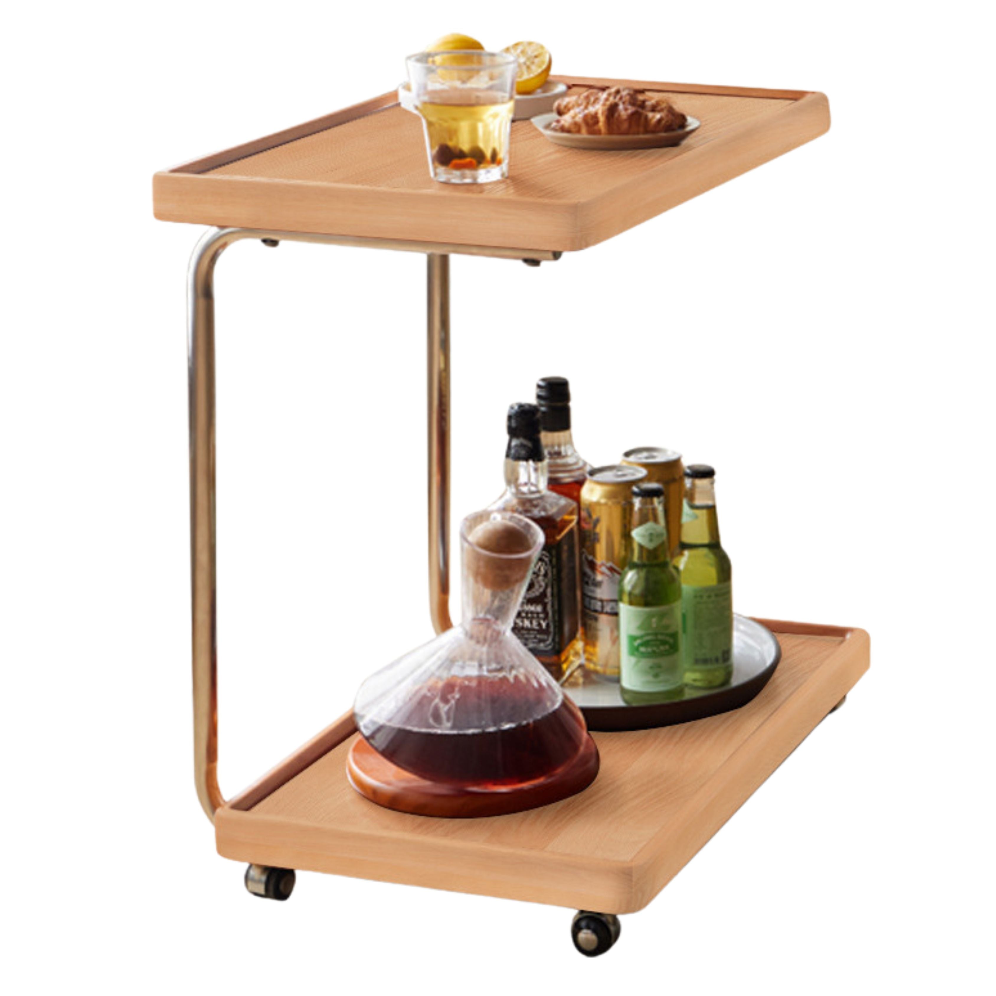 Solid Wood C-Shaped Side Table - Beech, Ash, Oak, Poplar - Modern End Table for Living Room, Bedroom & Office