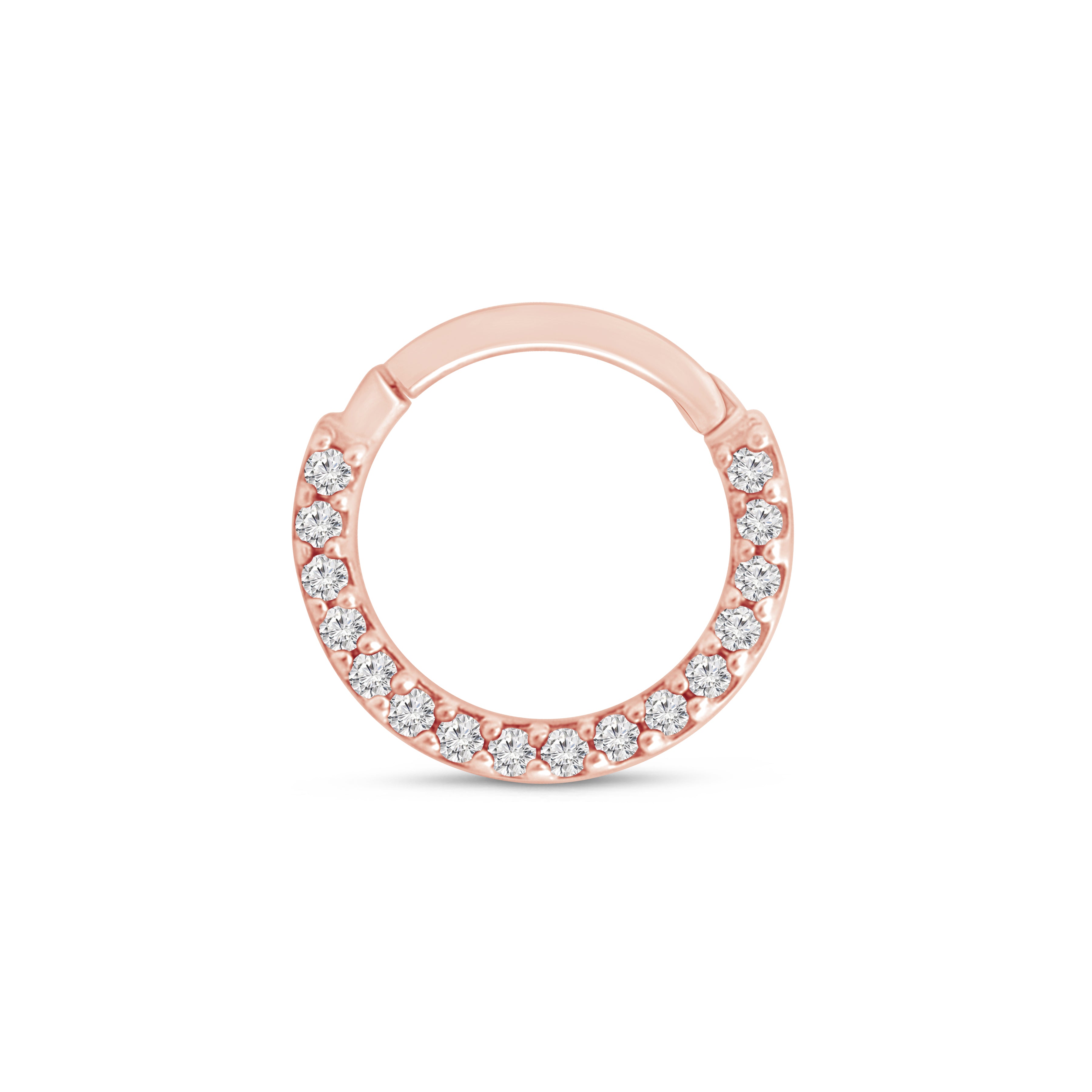 14K Rose Gold Gemstone Eternity Clicker Hoop Earrings for Women - Perfect for Weddings, Parties & Everyday Elegance