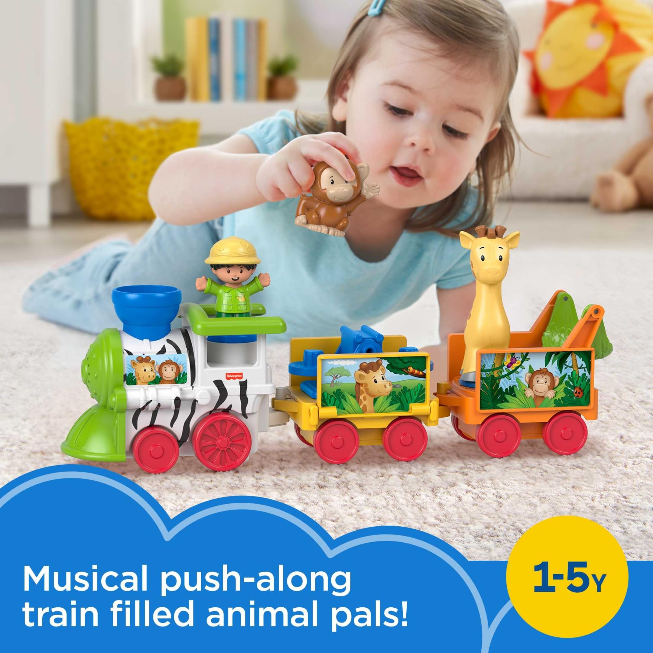 Fisher-Price Little People Musical Zoo Train - Interactive Toddler Toy with Lights & Sounds, Animal Figures & Rolling Wheels - Perfect for Early Learning & Pretend Play (Ages 1-3 Years) | Great Gift for Birthdays & Holidays