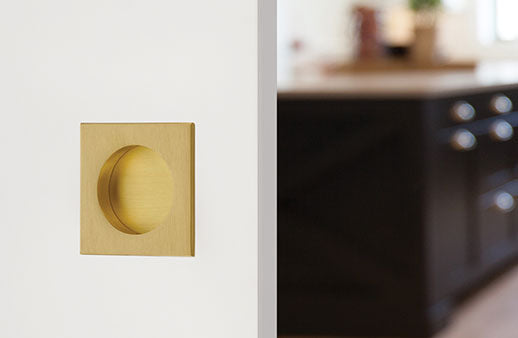 Square Flush Solid Brass Recessed Door Pull - 2.5 Inch Matte Black Cabinet Handle for Kitchen, Bathroom, and Furniture Hardware Installation