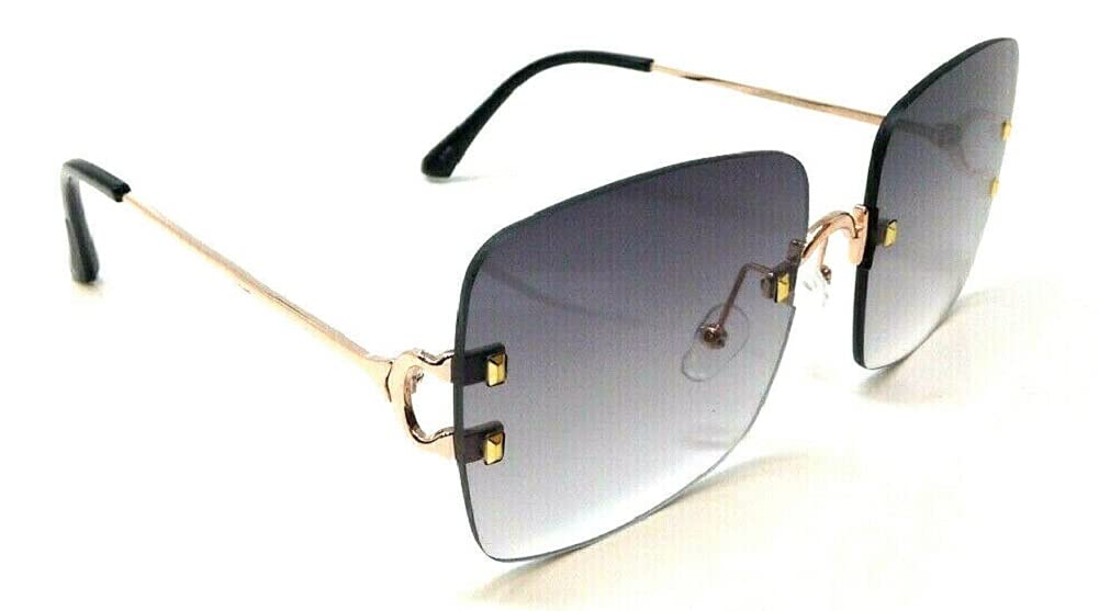 Dweebzilla Oversized Rimless Square Luxury Sunglasses for Women & Men - UV Protection, Fashionable & Elegant for Outdoor, Beach, Driving & Travel