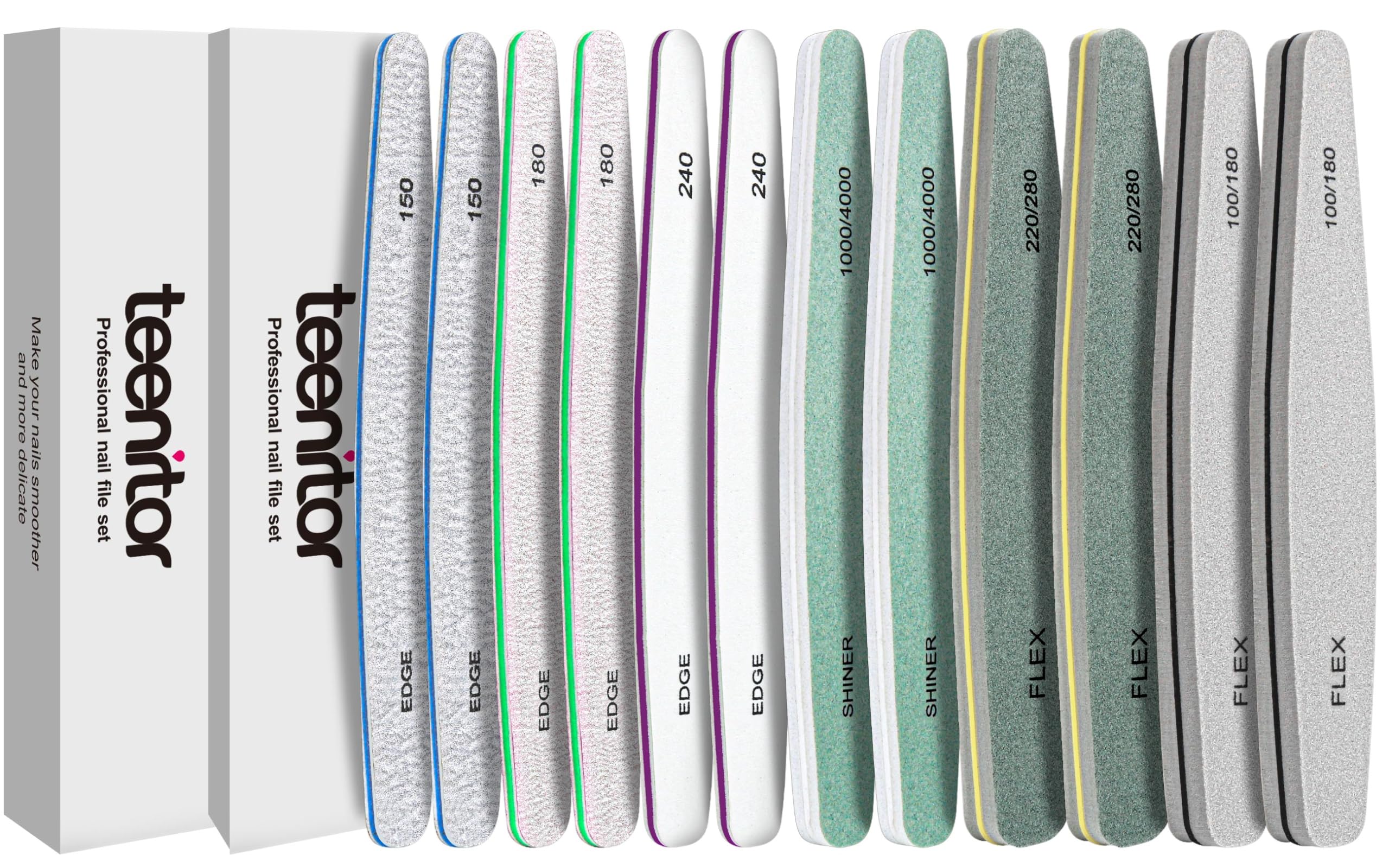 12-Piece Nail File and Buffer Kit for Women – 100/180 Grit Emery Boards, Nail Shine Blocks & Natural Nail Care Tools | Perfect for Home Manicures, Salon Use & Travel Nail Care