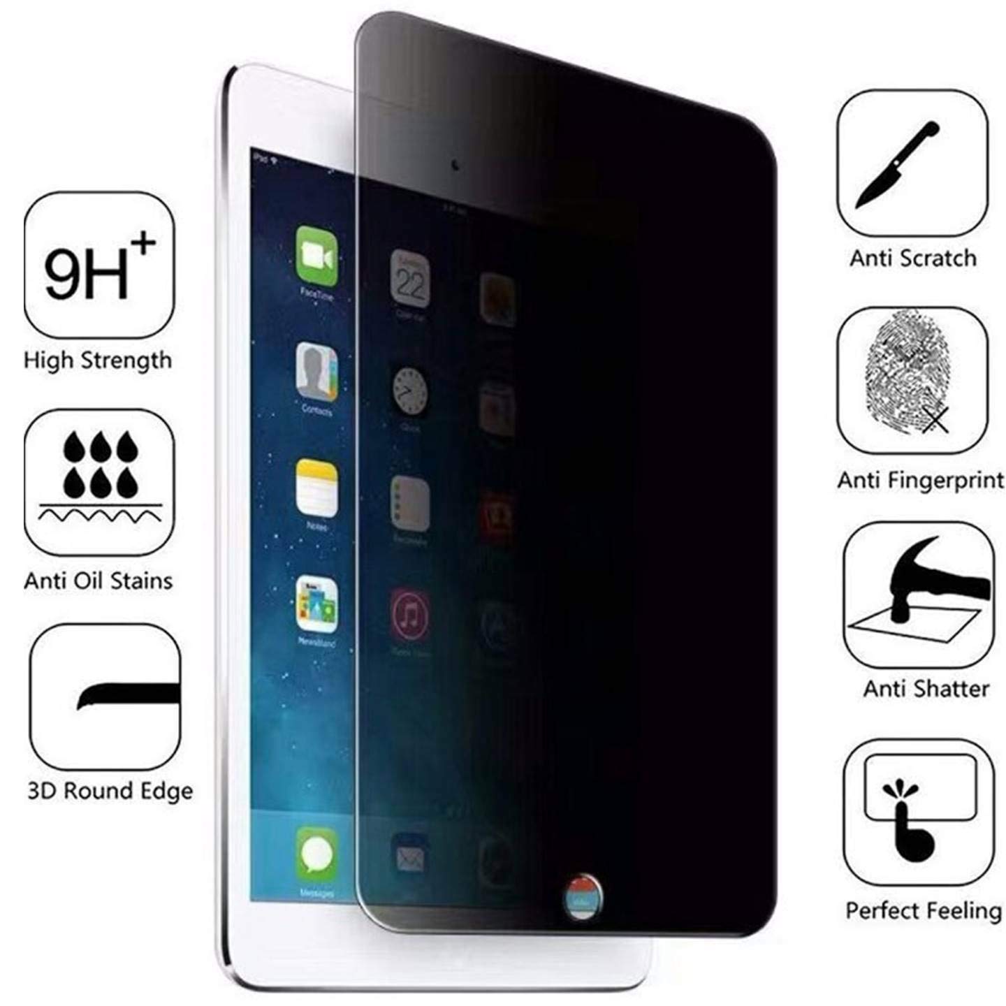 BISEN Privacy Screen Protector for iPad Air 3 (2019) & iPad Pro 10.5 - Anti-Spy Tempered Glass with Anti-Scratch & Shock Protection - Perfect for Office, Travel & Home Privacy Protection