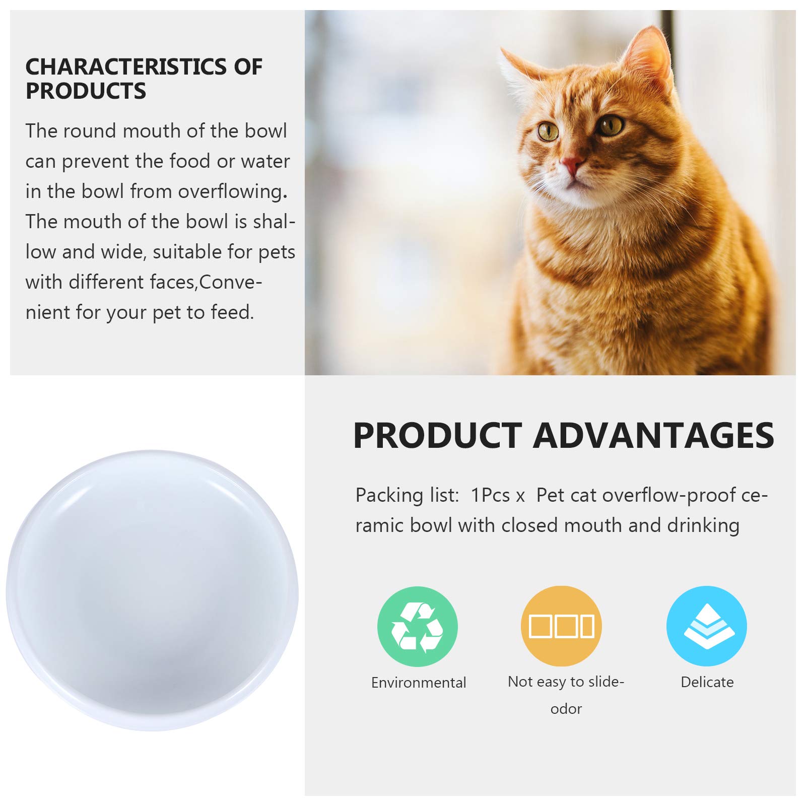 Premium Ceramic Cat Bowl Set - Non-Slip Pet Food & Water Bowls for Cats - Durable & Easy Clean Cat Feeding Dishes - Perfect for Home, Travel, or Office Use