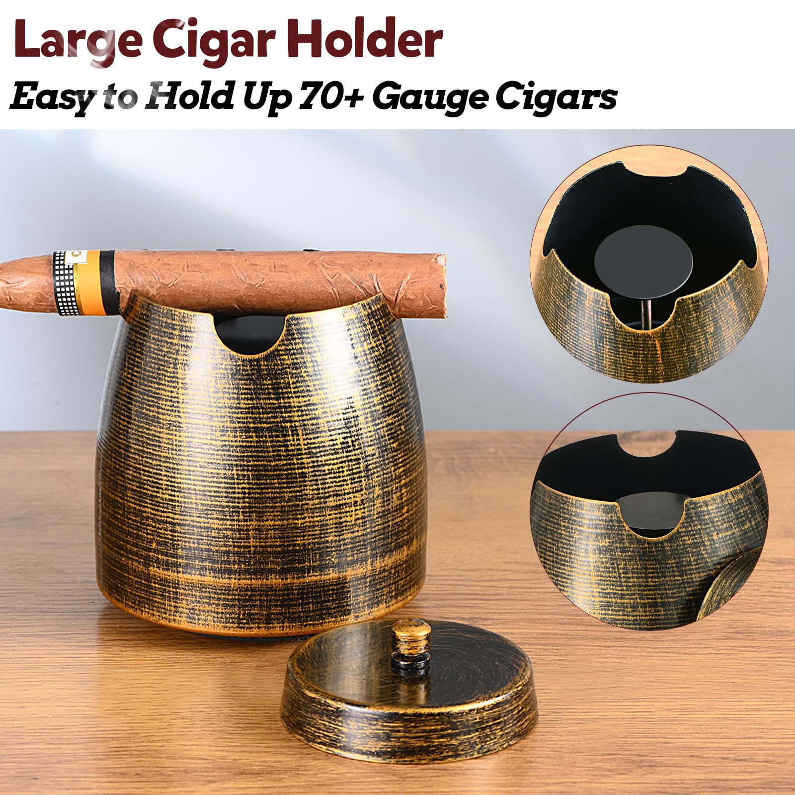 Premium Windproof Cigar Ashtray with Lid - Large Outdoor Patio Ashtray Holder for Men, Ideal Gift for Dad, Husband & Boyfriend | Perfect for Smoking Lounges, Backyard BBQs & Man Cave Decor (X-Large)
