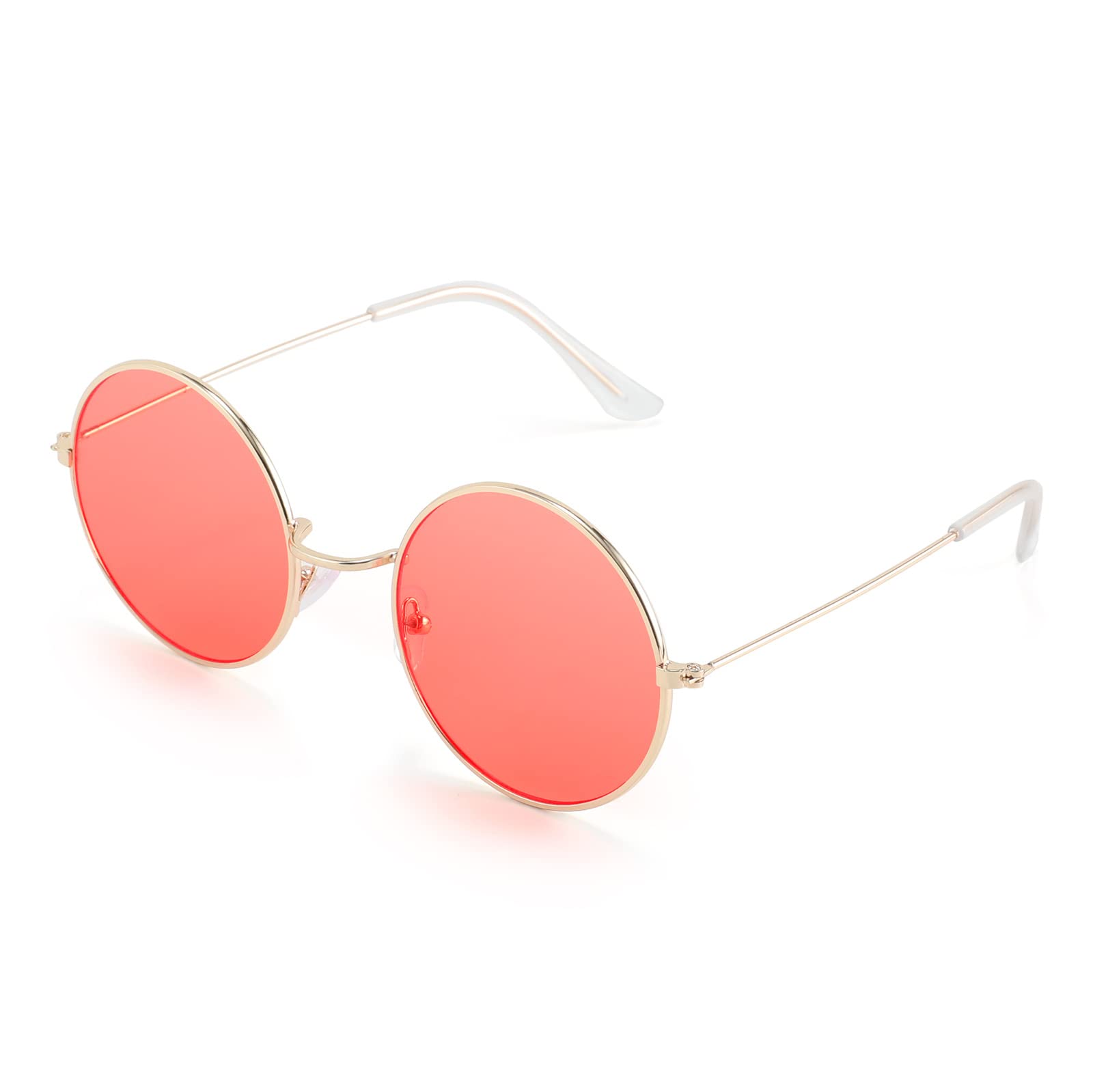 FEISEDY Retro Round Sunglasses for Women & Men - Vintage Hippie Circle Glasses with Candy Color Lenses - Punk Style B2305 - Perfect for Music Festivals, Beach Days & 70s Fashion Outfits