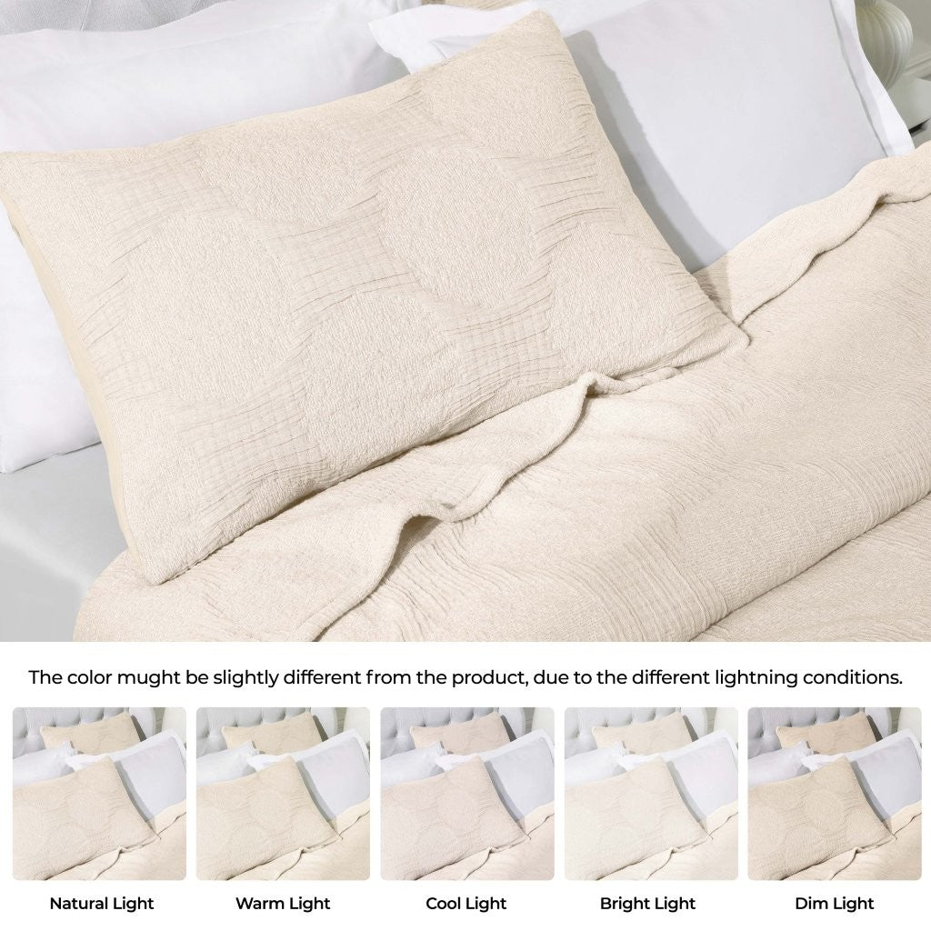 Tanta Cotton Medium Weight Crinkle Woven Coverlet - Soft & Breathable Bedspread for All Seasons | Perfect for Bedroom Decor, Guest Rooms & Cozy Home Styling