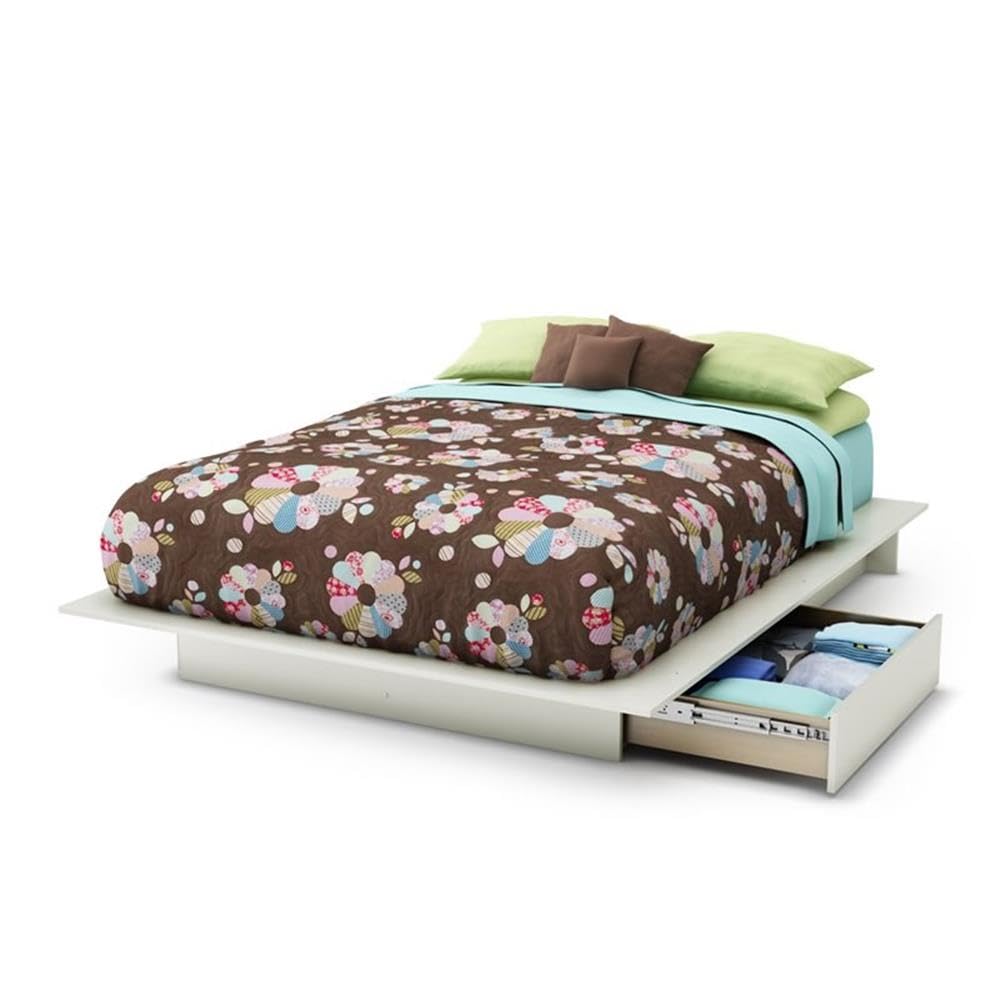 Home Square 3-Piece Bedroom Set - Queen Size Storage Bed with 2 Nightstands in Pure White | Modern Bedroom Furniture for Small Spaces & Guest Rooms