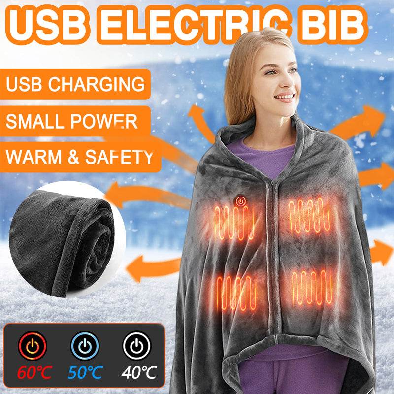 USB Heated Flannel Blanket - Electric Warming Throw for Winter - Soft Plush Heating Pad for Home, Office & Travel - Perfect for Cold Nights, Camping & Gifts