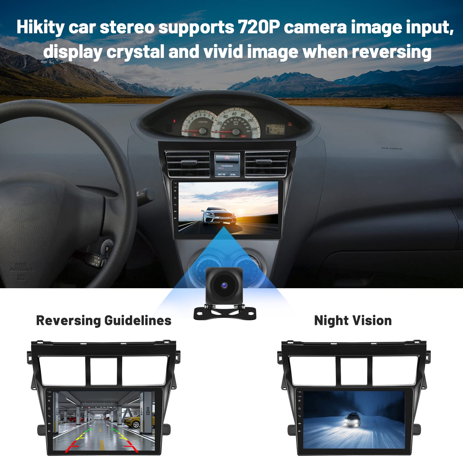 Toyota Yaris Vios 2007-2012 Car Stereo with Wireless CarPlay & Android Auto - 9