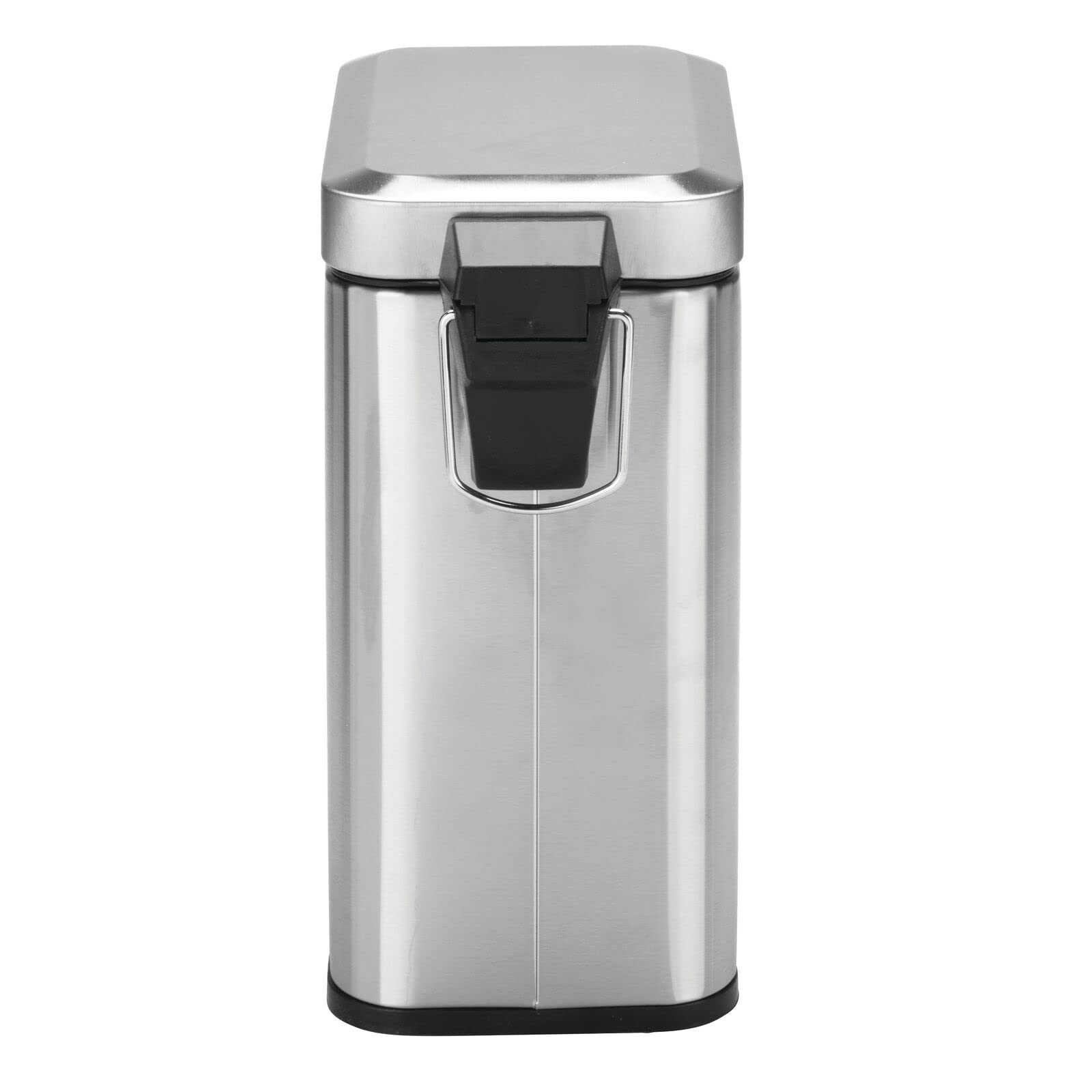mDesign Rectangular Step-Open Wastebasket Trash Can - Brushed Stainless Steel Garbage Bin for Kitchen, Bathroom, Office & Home Use
