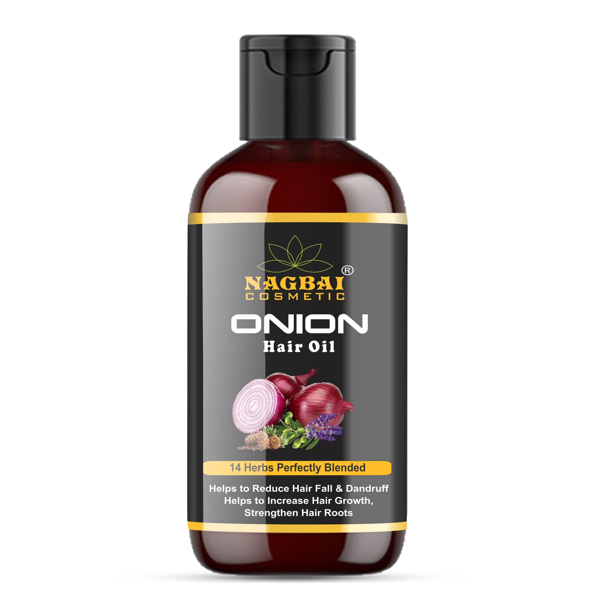 Nagbai Onion Hair Oil for Hair Growth & Hair Fall Control - 100ml Natural Hair Treatment with Onion Extract - Promotes Thicker, Stronger Hair for Men & Women - Perfect for Daily Hair Care & Scalp Nourishment