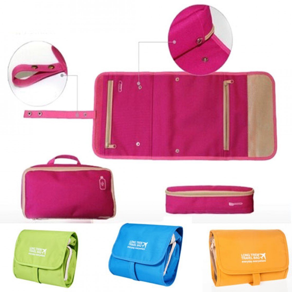 Lazymarts Detachable Travel Shower Bag - Waterproof Cosmetic & Makeup Organizer for Long Trips (Hot Pink) | Perfect for Camping, Gym, Beach & Vacation Essentials Storage