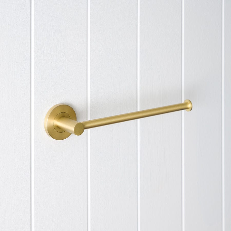 Brushed Brass Hand Towel Holder for Bathroom - Sydney Style Wall-Mounted Towel Rack for Kitchen & Bathroom Decor