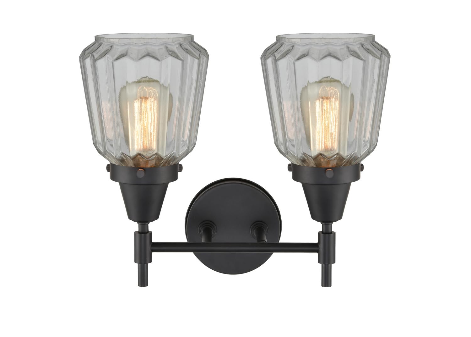 Innovations 447-2W-BK-G142-LED Black Transitional LED Bathroom Vanity Light Fixture - Perfect for Modern Bathrooms, Powder Rooms & Spa-Like Retreats