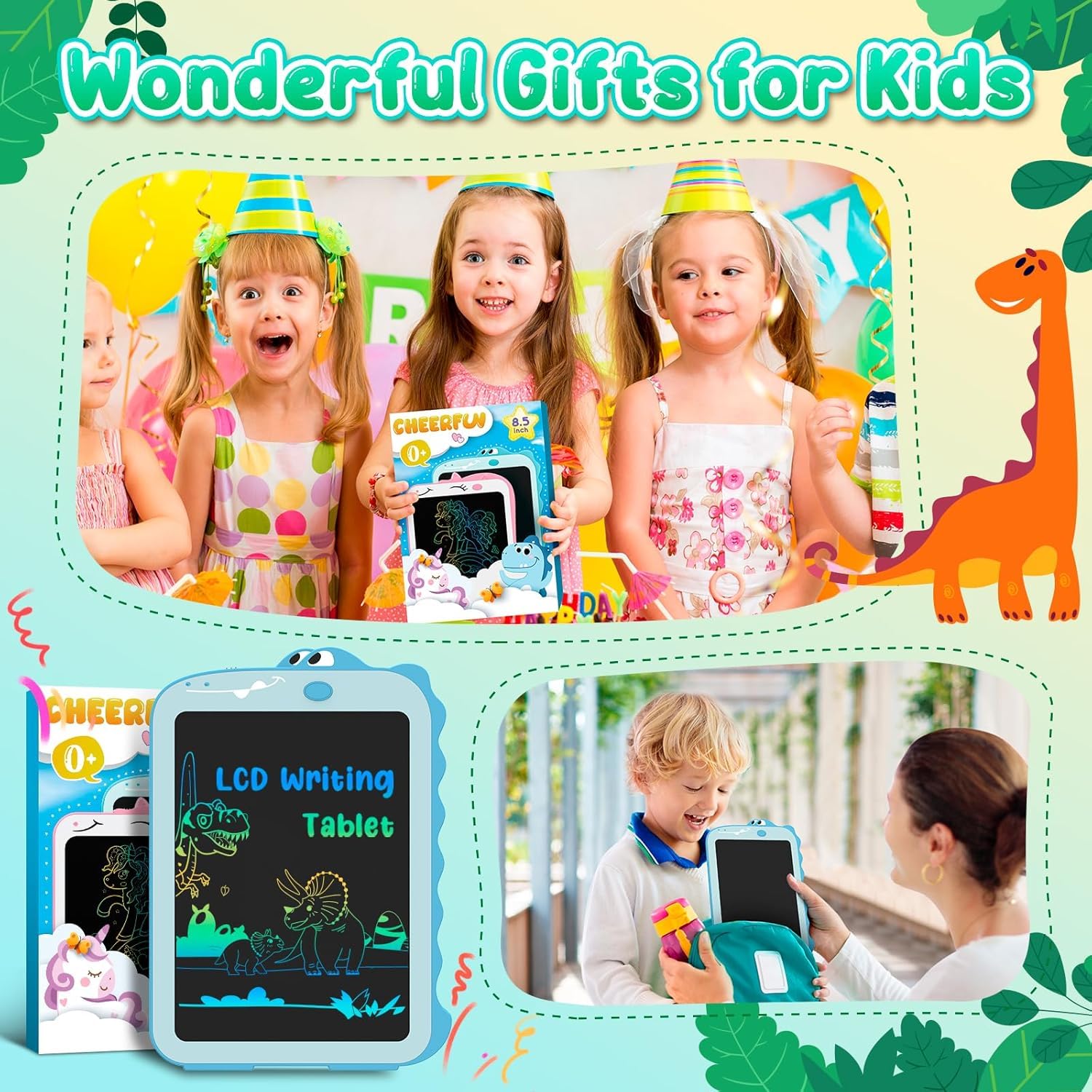 8.5-Inch LCD Writing Tablet for Kids - Colorful Doodle Drawing Board, Erasable Handwriting Pad, Educational Learning Toy for Toddlers & Boys - Perfect for Home, School & Travel Use as Birthday Gifts