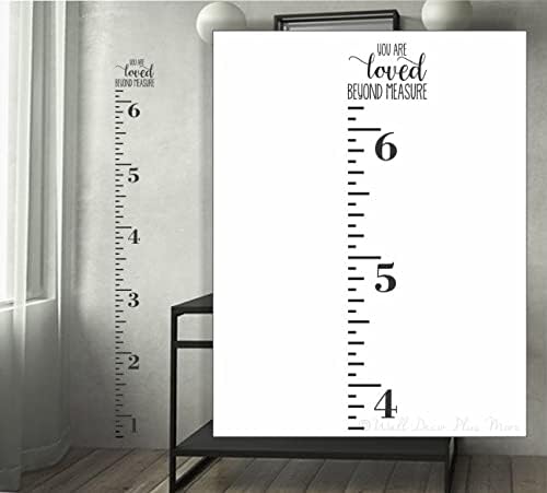 Loved Beyond Measure Wall Decal - Black Vinyl Height Ruler Growth Chart Sticker for Kids Room Nursery Decor | Perfect for Measuring Child's Growth & Home Decoration