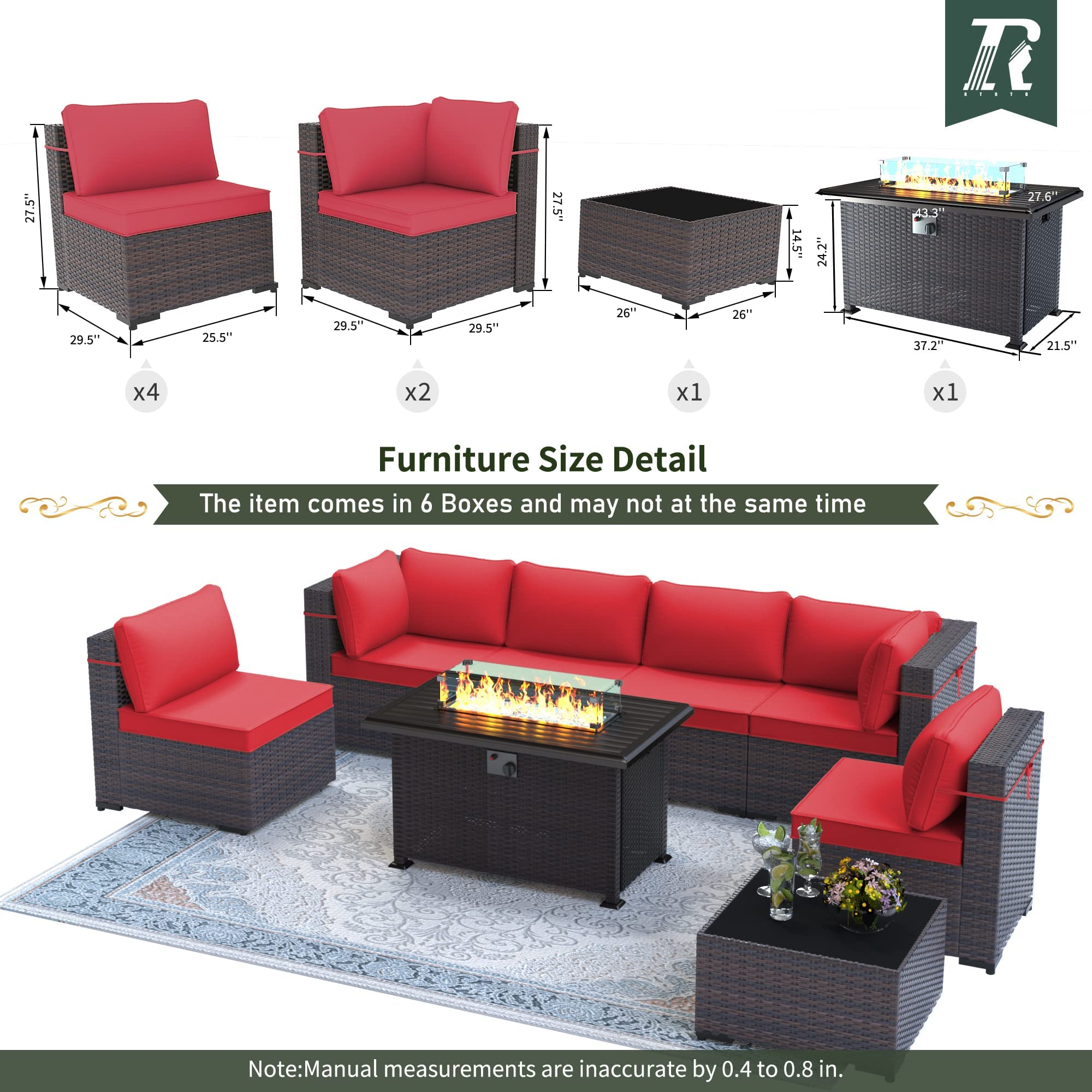 8-Piece Outdoor Patio Furniture Set with 43