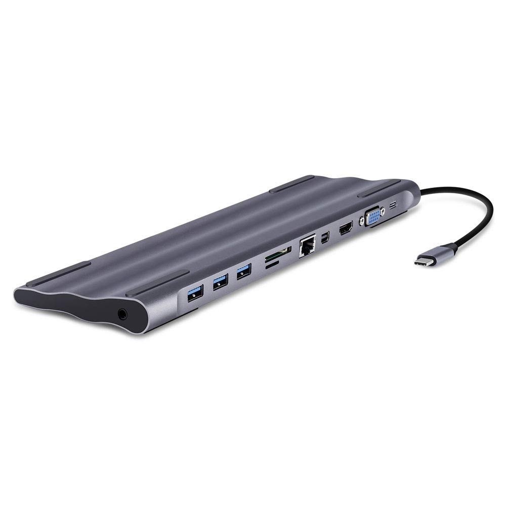 11-in-1 USB C Hub with HDMI, 4K Dual Display, Card Reader, RJ45 Ethernet, PD Charging & Audio Ports - Multi-Port Type C Docking Station for MacBook Pro/Air, Windows Laptops - Perfect for Home Office, Gaming & Video Conferencing