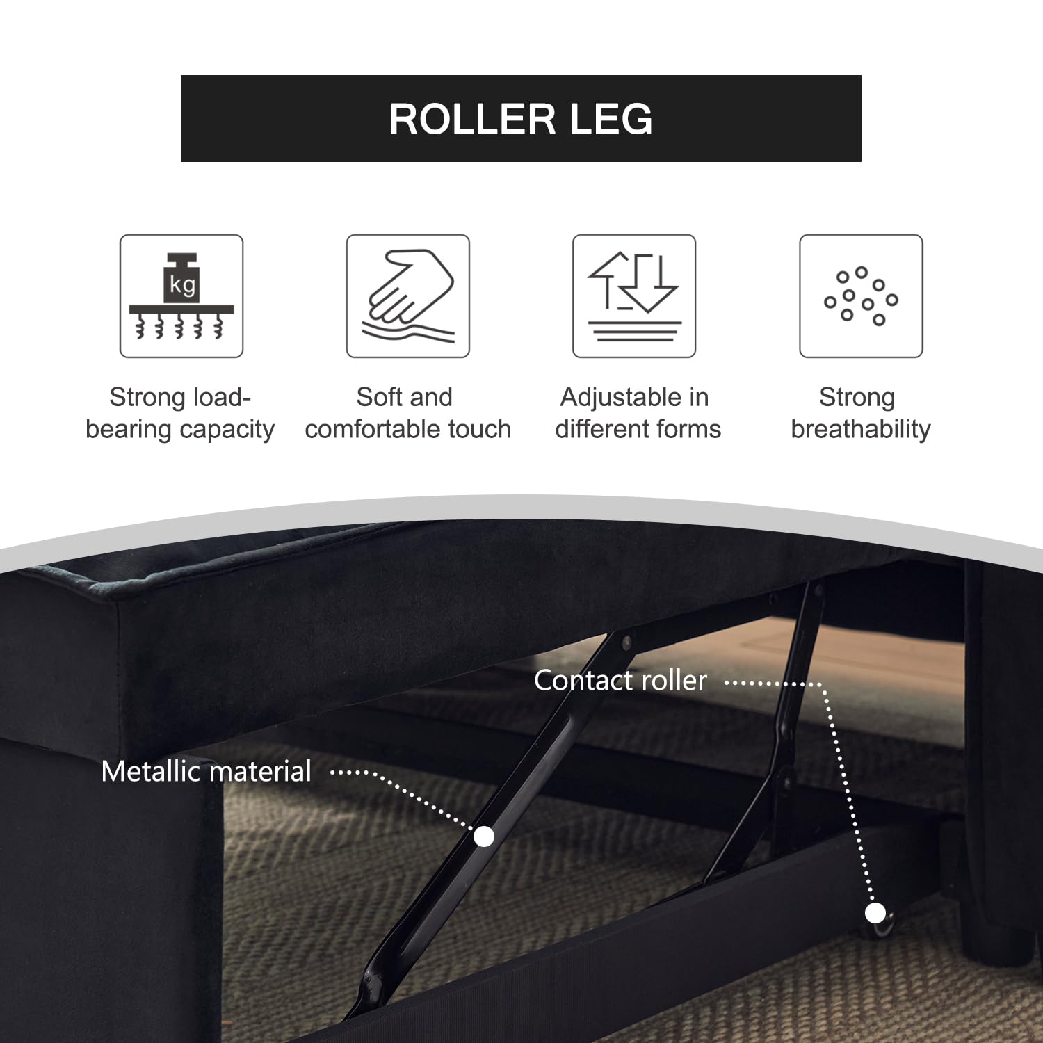 Modern Velvet 3-in-1 Convertible Futon Sofa Bed - Pullout Sleeper Couch with Adjustable Backrest, Storage Pockets & Toss Pillows - Perfect for Small Spaces, Living Room, Bedroom or Guest Room (Black)