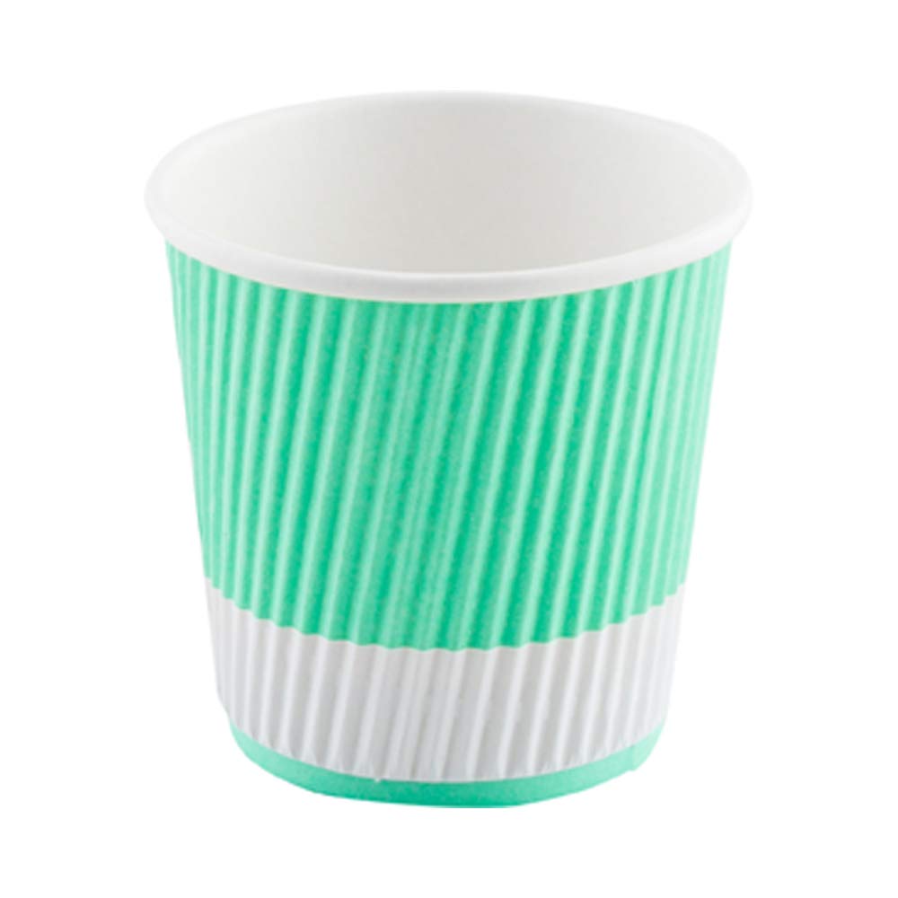 8oz Disposable Paper Coffee Cups - 25 Pack Leakproof Ripple Wall Hot Cups, Eco-Friendly Recyclable Light Green Insulated Paper Cups - Perfect for Coffee Shops, Offices, and Home Use (Lids Sold Separately)