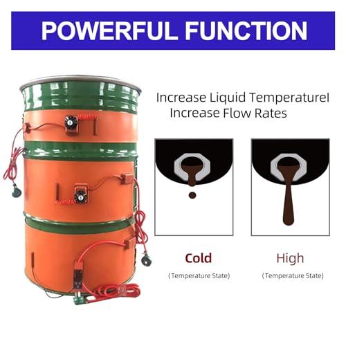 Electric Silicone Oil Drum Heater Belt - Adjustable Thermostat 30-150°C for 20L-200L Metal Barrels | Industrial Drum Heating Pad for Cold Weather Storage & Viscosity Control