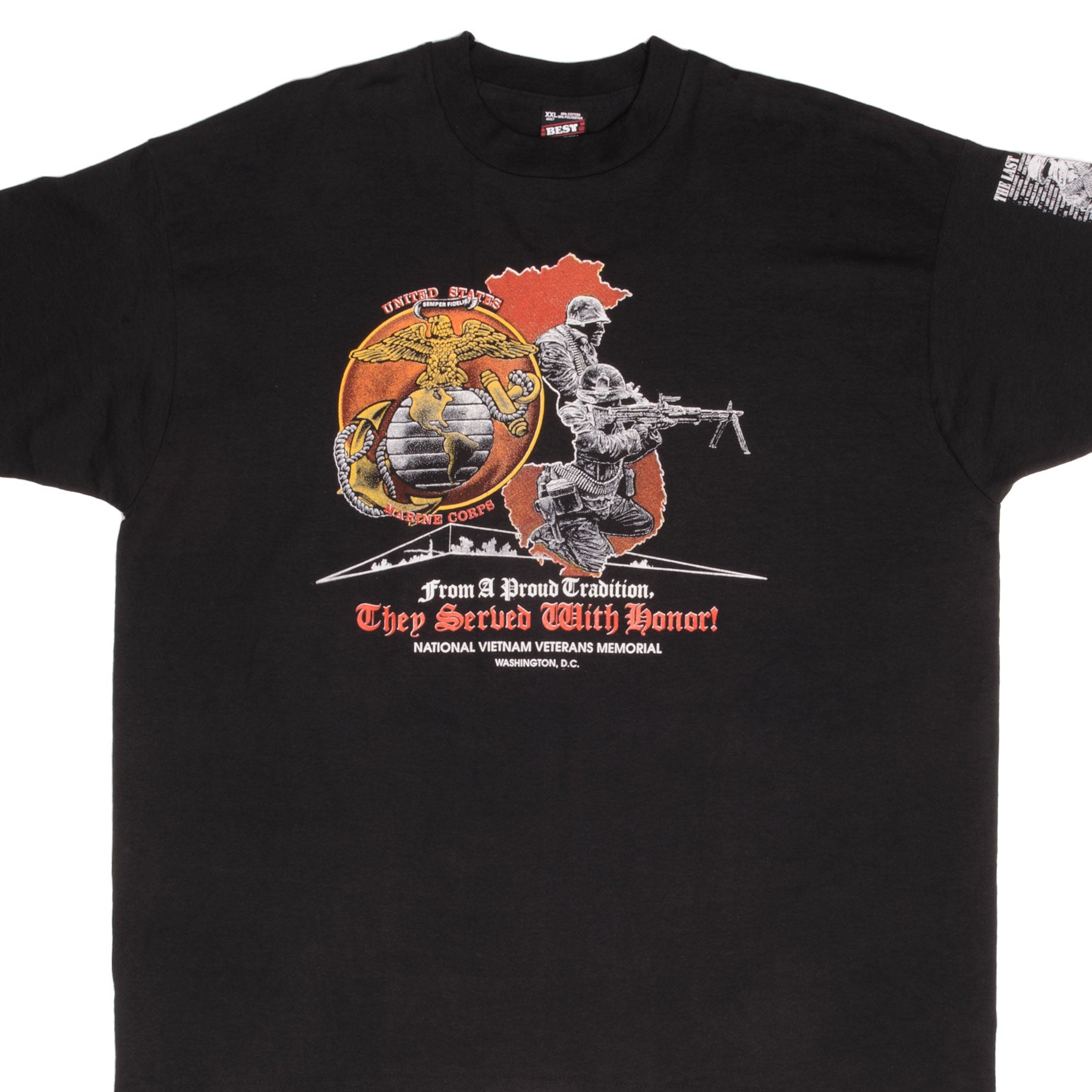 Vintage USMC Marines Vietnam Veterans Memorial T-Shirt - 90s Retro Style, 2XL, Made in USA - Perfect for Military Appreciation, Veterans Day & Patriotic Events