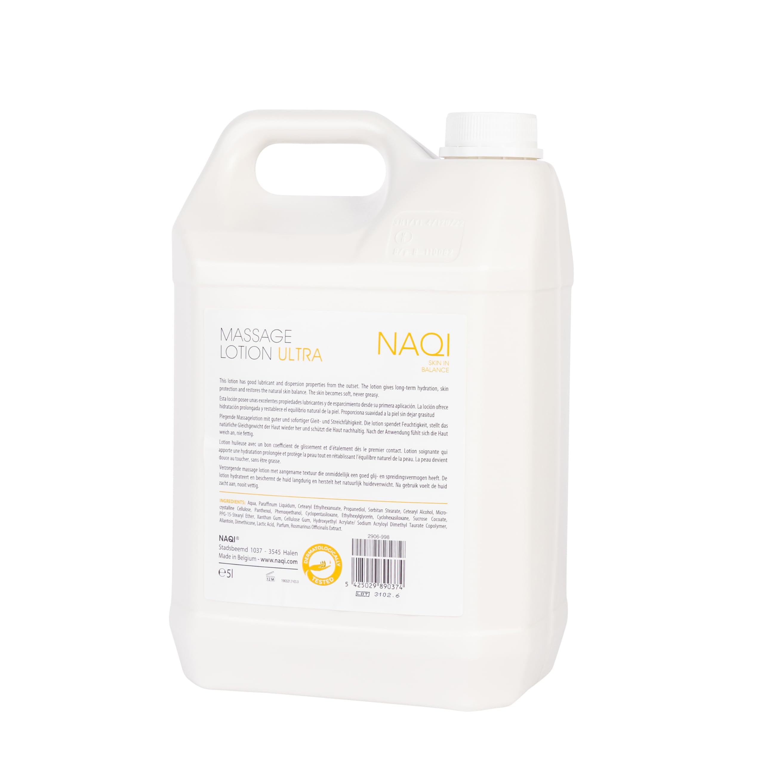 NAQI Ultra Massage Lotion for Deep Tissue Therapy - Long-Lasting Hypoallergenic Professional & Personal Use - Paraben-Free Dermatologist Tested 5L - Perfect for Sports Recovery, Spa Treatments & Muscle Relaxation