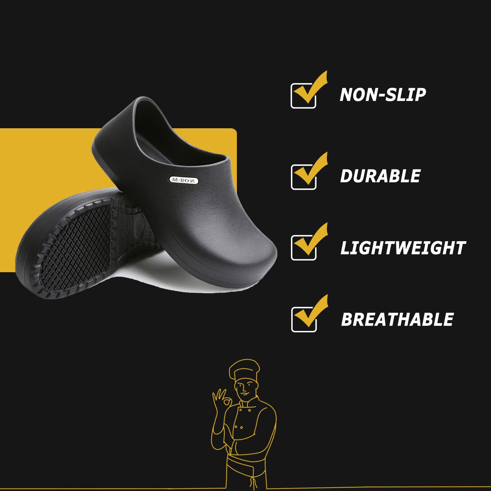 **Meidiastra Non-Slip Chef Shoes for Men & Women – Waterproof, Oil-Proof Kitchen Work Shoes – Ideal for Cooking, Nursing, Gardening & Food Service Professionals**