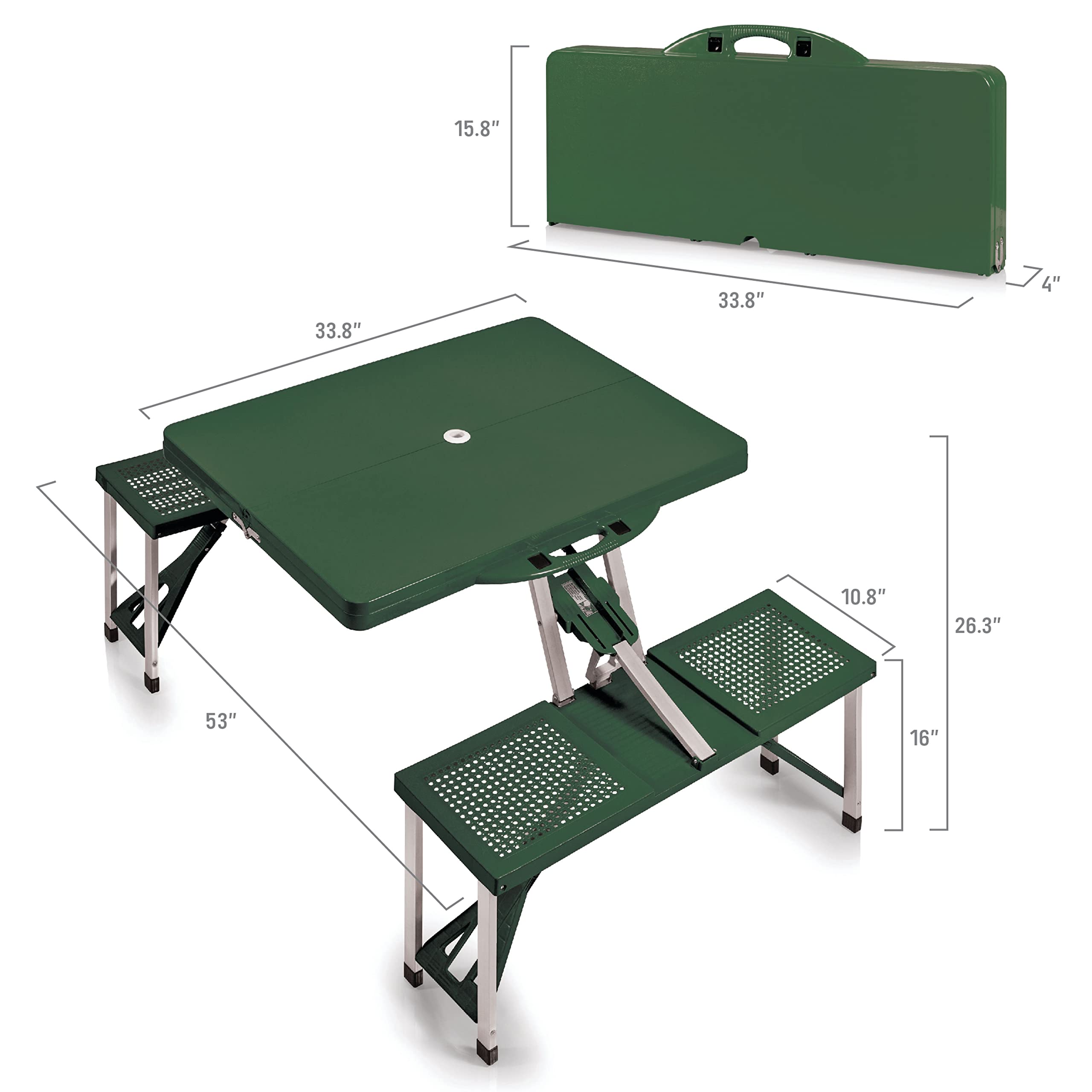 PICNIC TIME NFL Portable Folding Picnic Table with Built-in Seats & Umbrella - Perfect for Tailgating, Camping, Beach Outings & Outdoor Gatherings