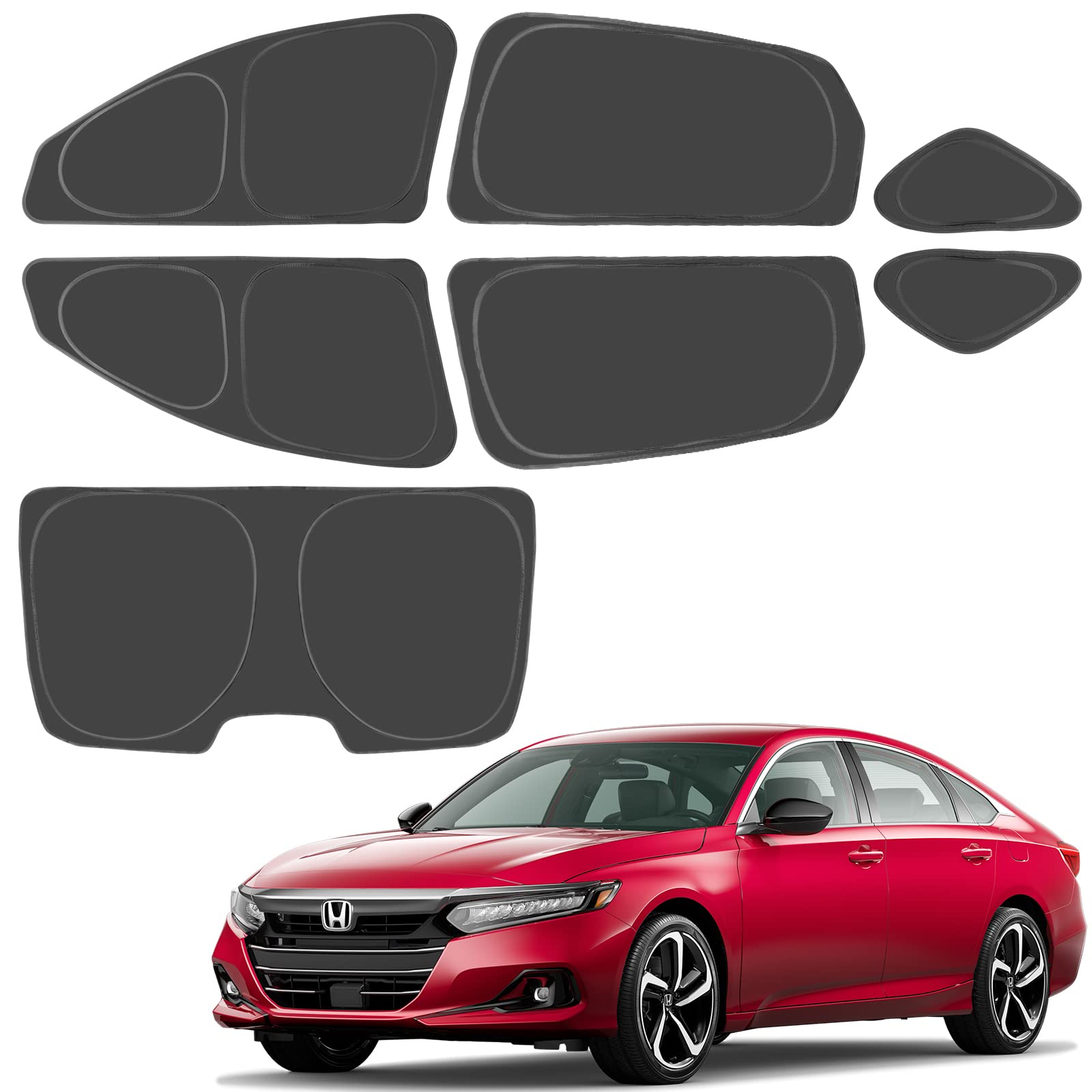 Proadsy 7-Piece Window Sun Shade Set for Honda Accord 2018-2023 - UV Protection & Privacy Car Shades for Baby Safety, Camping, and Road Trips