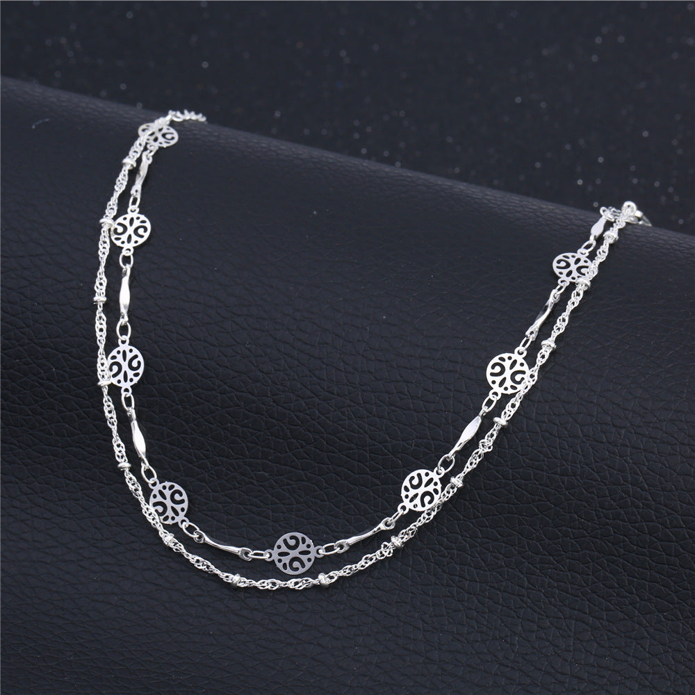 Elegant Hollow Anklet Clip Bead Silver Jewelry for Women - Perfect for Beach, Summer & Boho Fashion Accessories