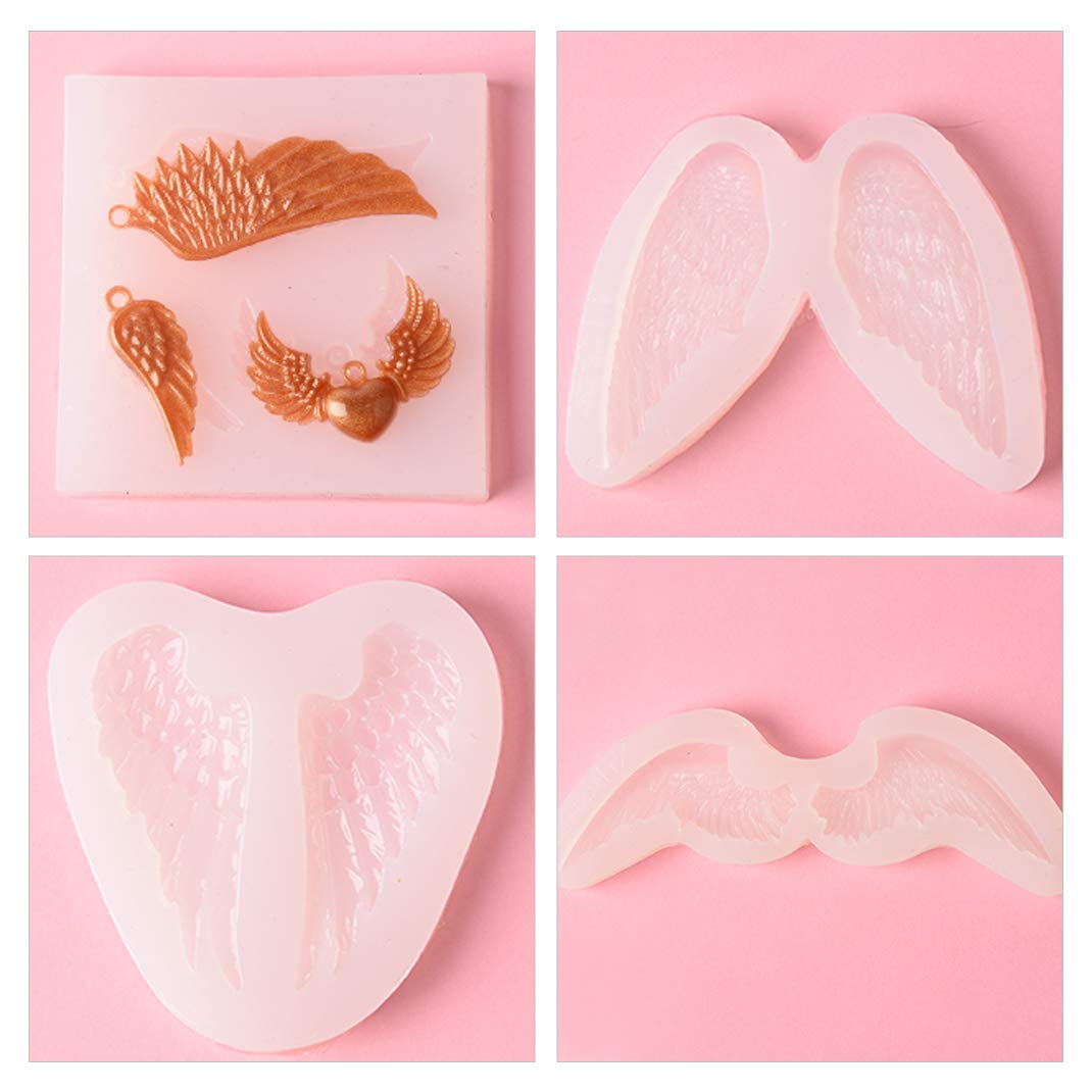 iSuperb 7-Piece Angel Wing Silicone Molds Set for DIY Resin Casting - UV Epoxy Keychain Molds for Jewelry, DIY Art, Home Decor & Gift Making (Perfect for Christmas Ornaments, Pendants & Craft Projects)