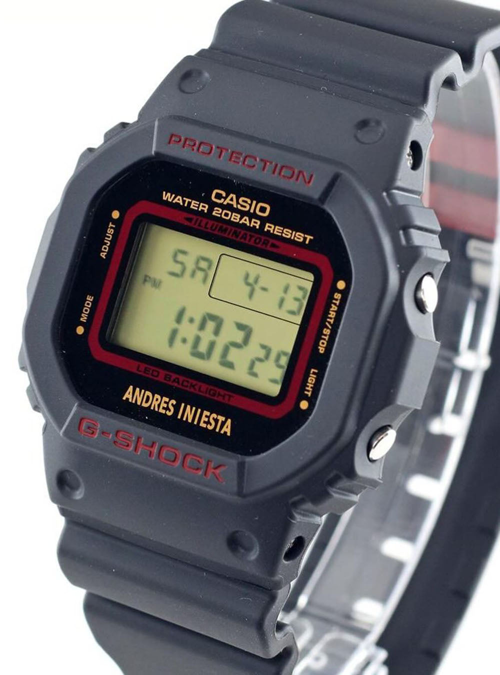 CASIO G-SHOCK DW-5600AI-1JR Digital Watch - Andrés Iniesta Signature Series | Shock Resistant, Waterproof, Stopwatch, Countdown Timer | Perfect for Football Fans, Athletes & Outdoor Adventures
